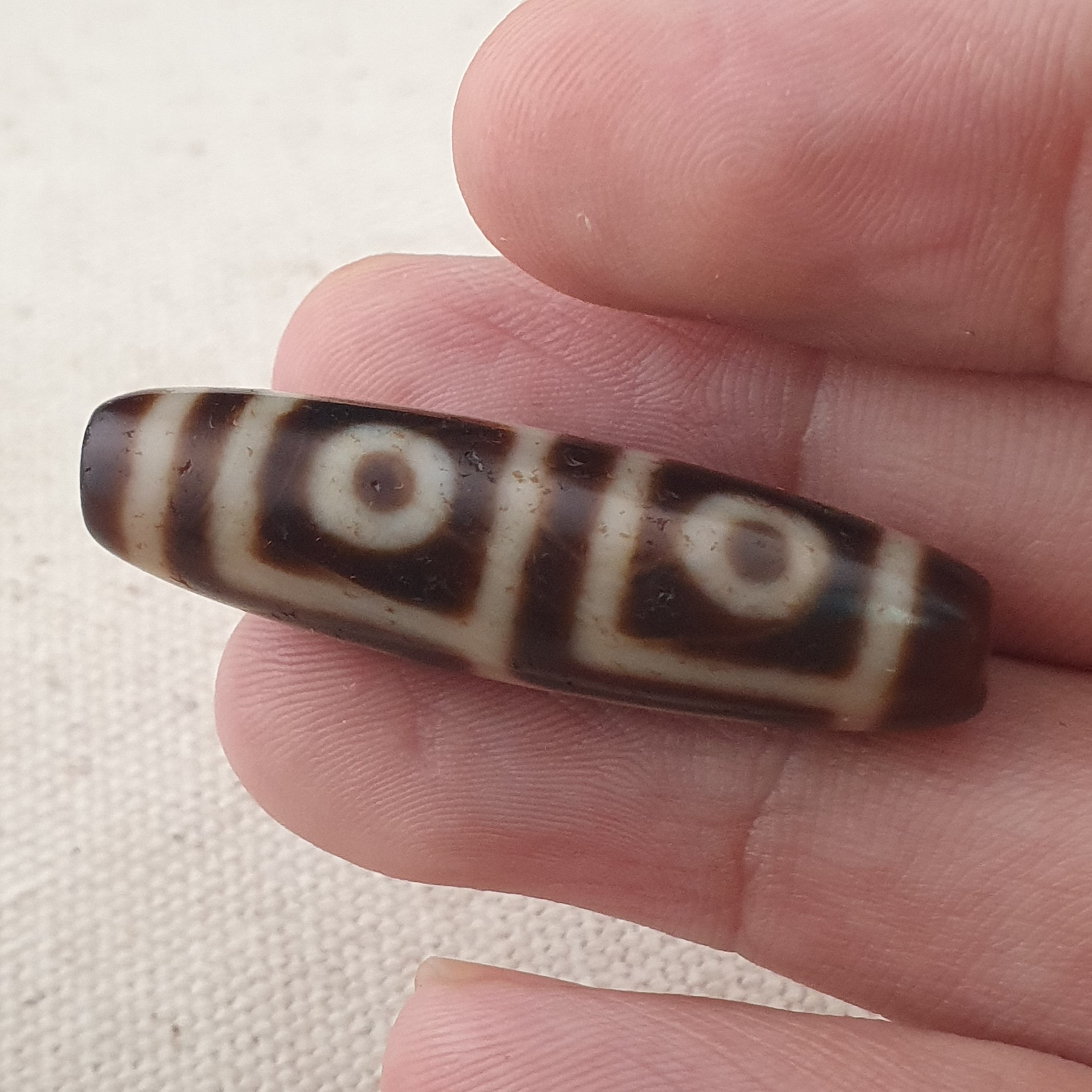 Anitque Himalayan Tibetan 4 Eyes Agate Dzi Bead Amulet