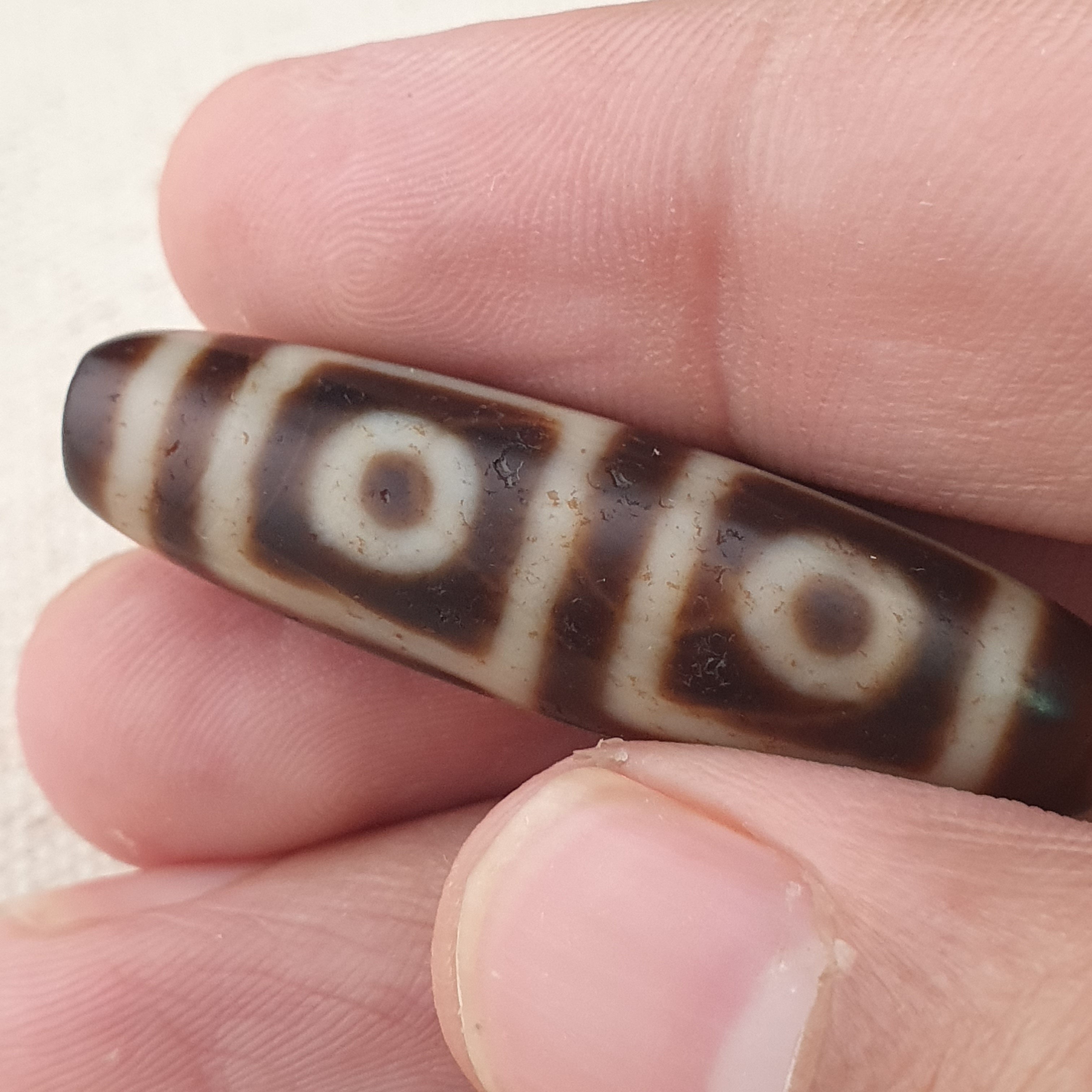 Anitque Himalayan Tibetan 4 Eyes Agate Dzi Bead Amulet