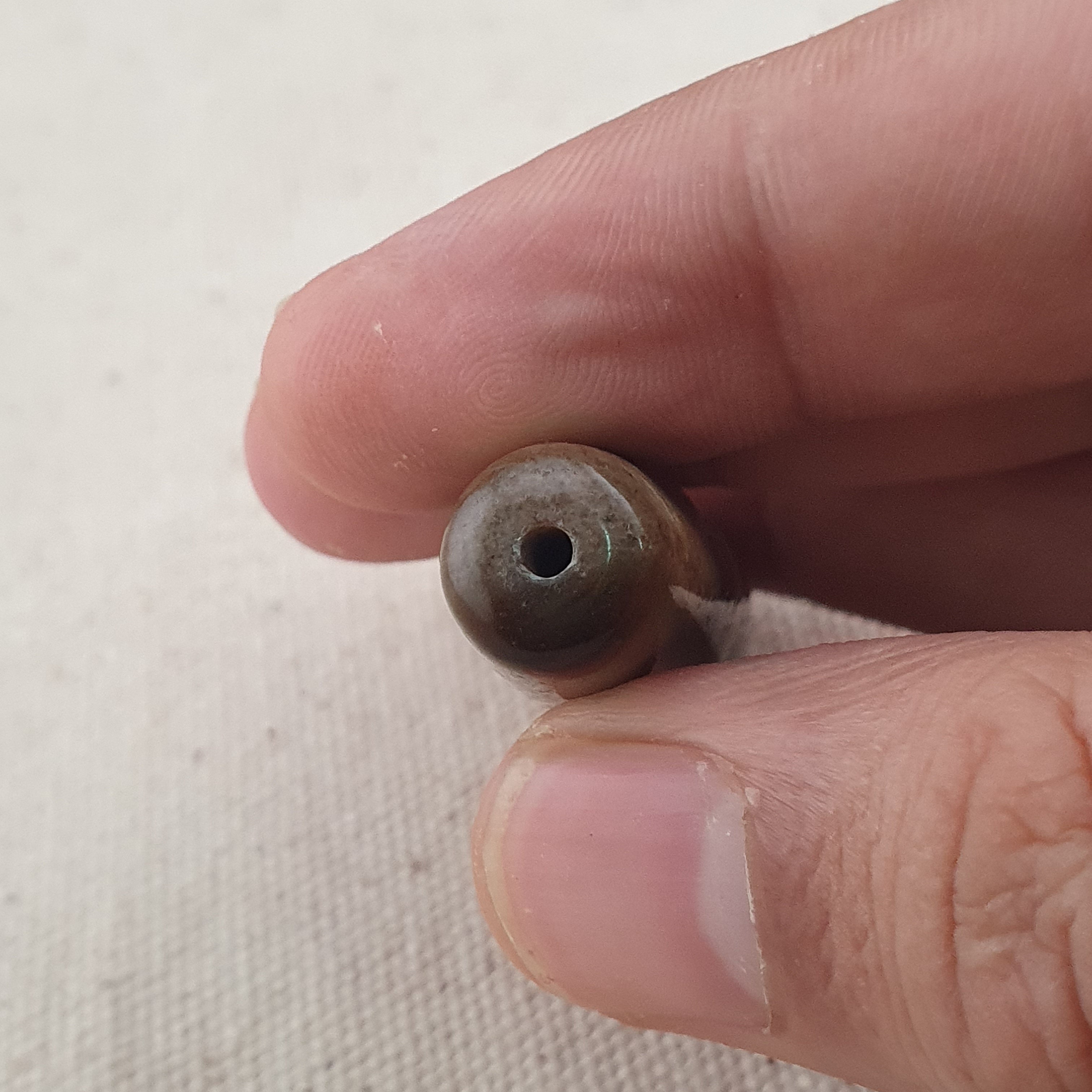 Vintage Himalayan Tibetan Agate ZigZag & Stripe Pattern Agate Dzi Bead Amulet