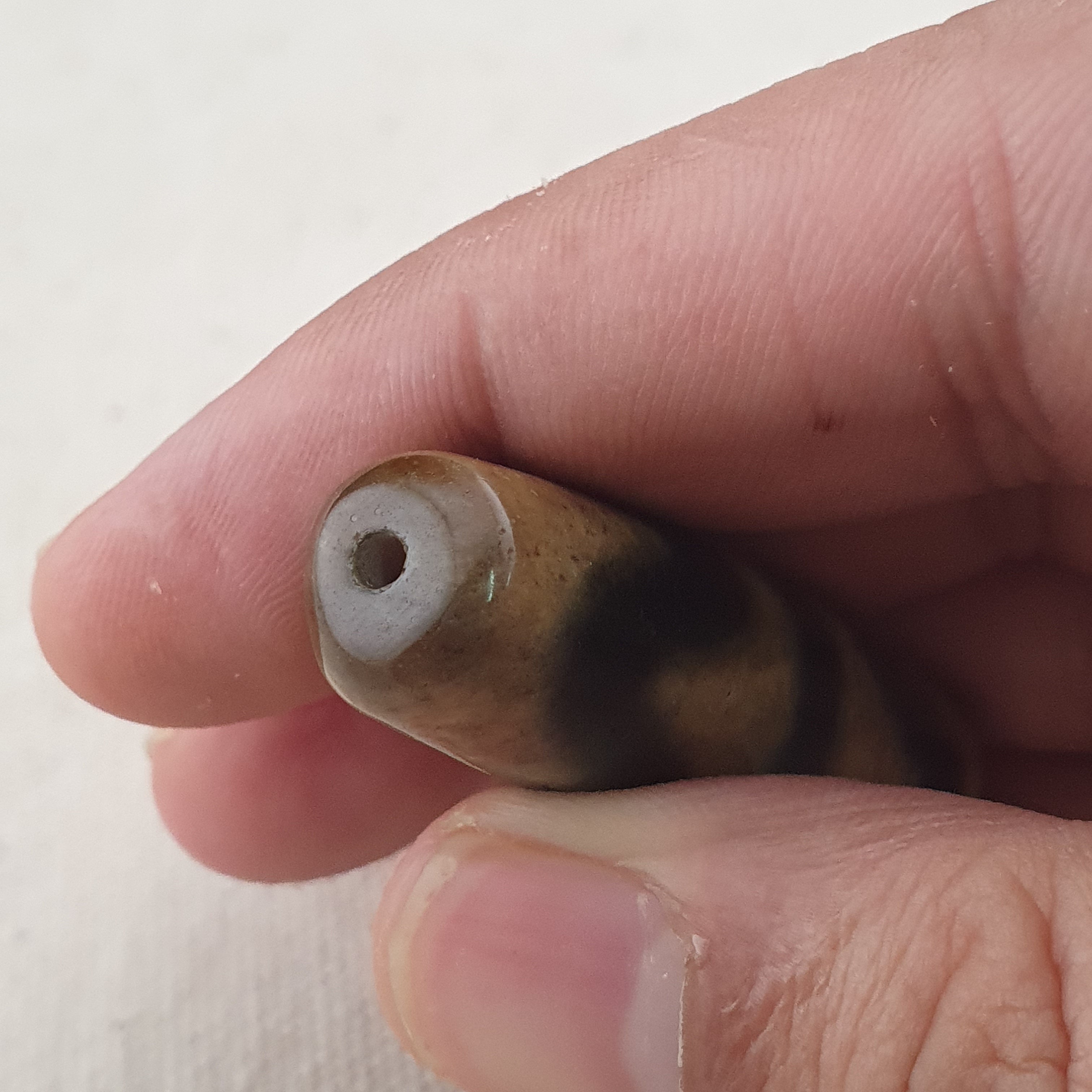 Vintage Himalayan Tibetan Agate ZigZag & Stripe Pattern Agate Dzi Bead Amulet