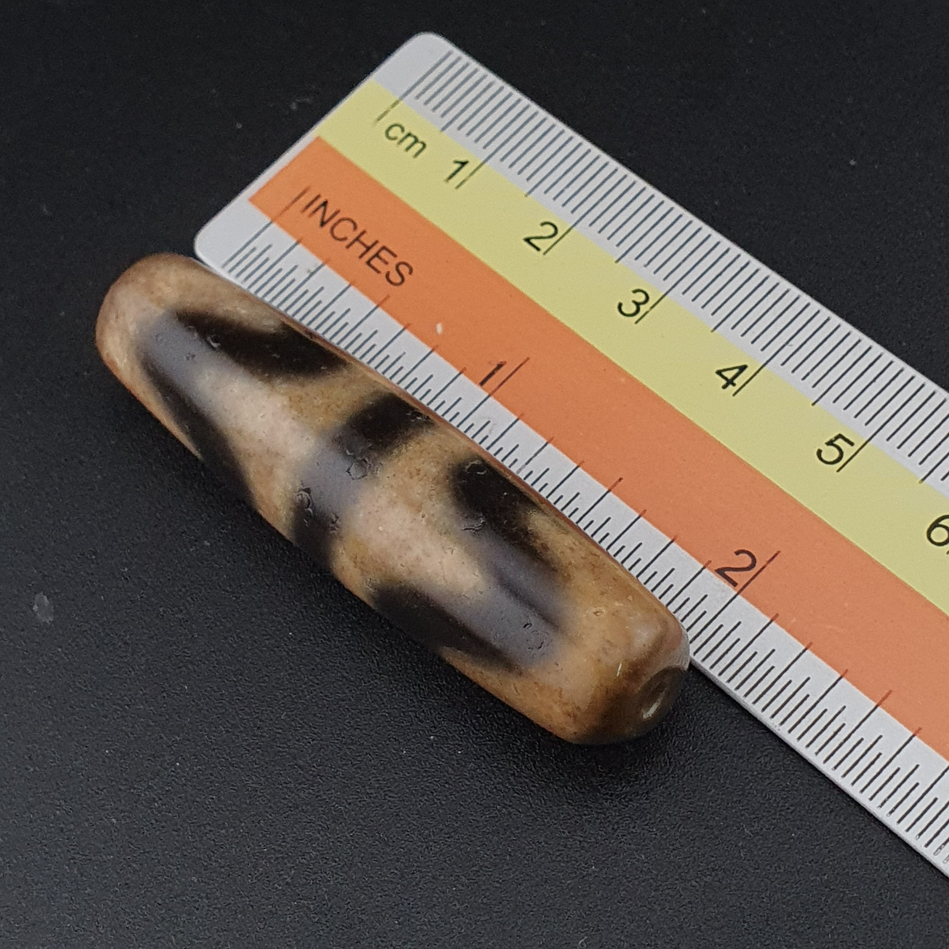 Vintage Himalayan Tibetan Agate ZigZag & Stripe Pattern Agate Dzi Bead Amulet