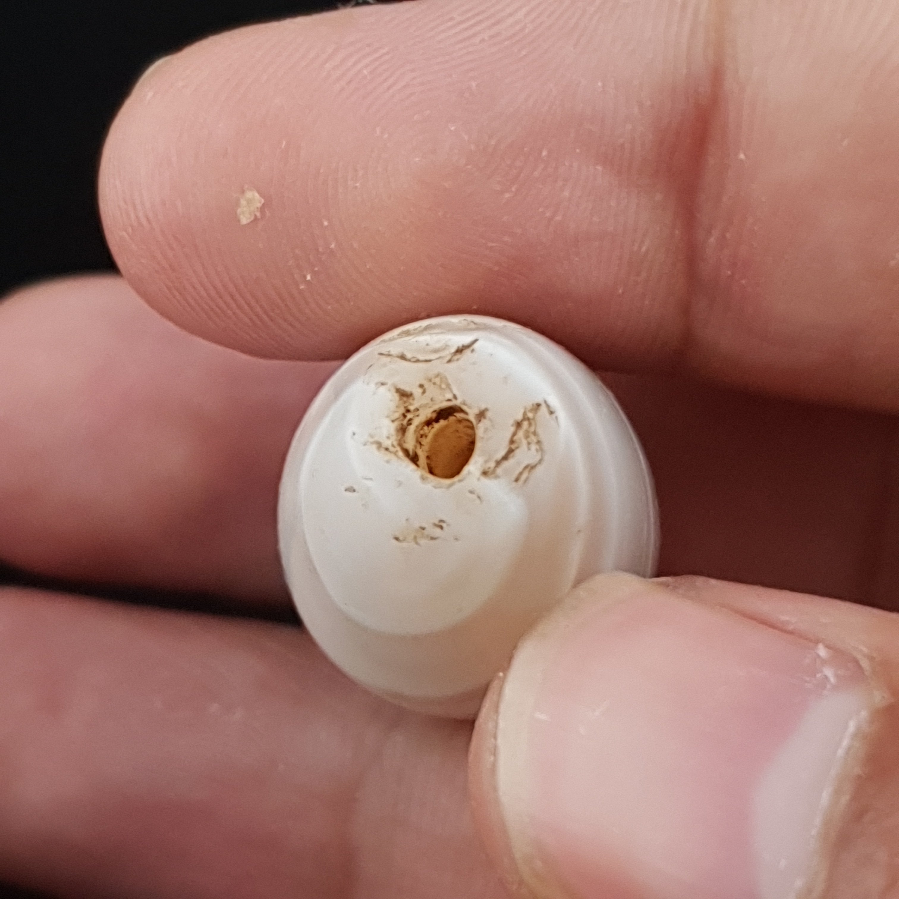 Ancient White Suliemani Agate Bead Amulet