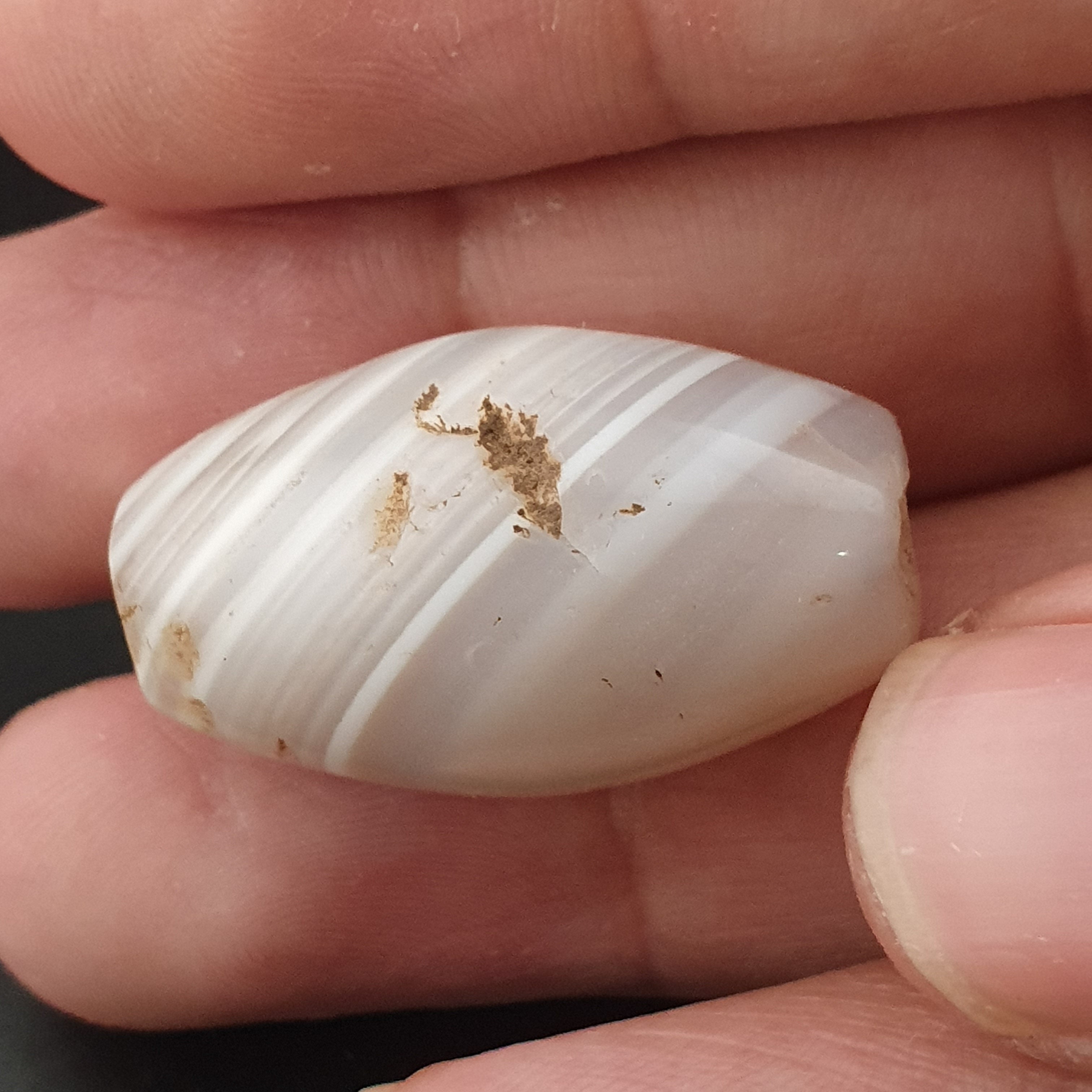Ancient White Suliemani Agate Bead Amulet