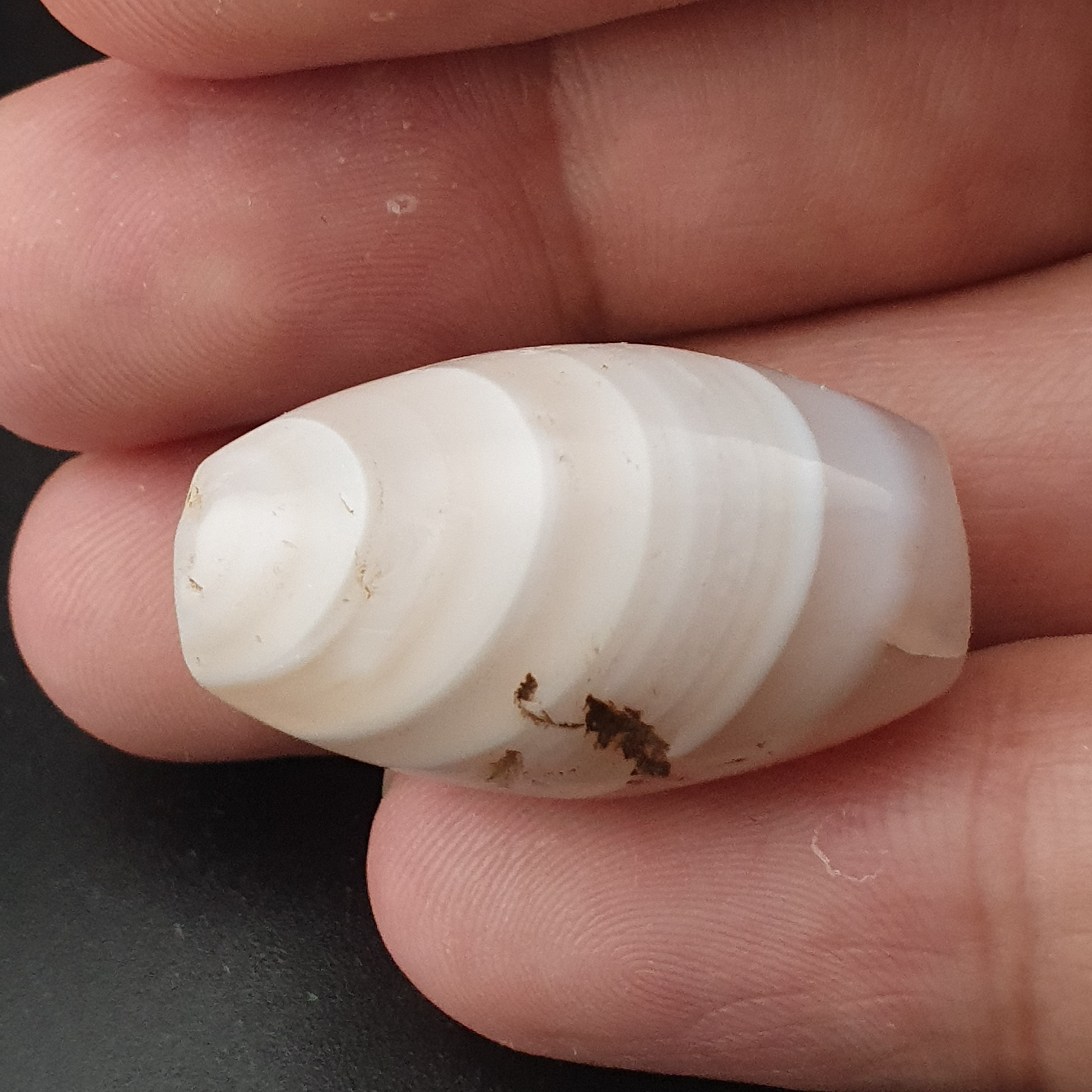 Ancient White Suliemani Agate Bead Amulet