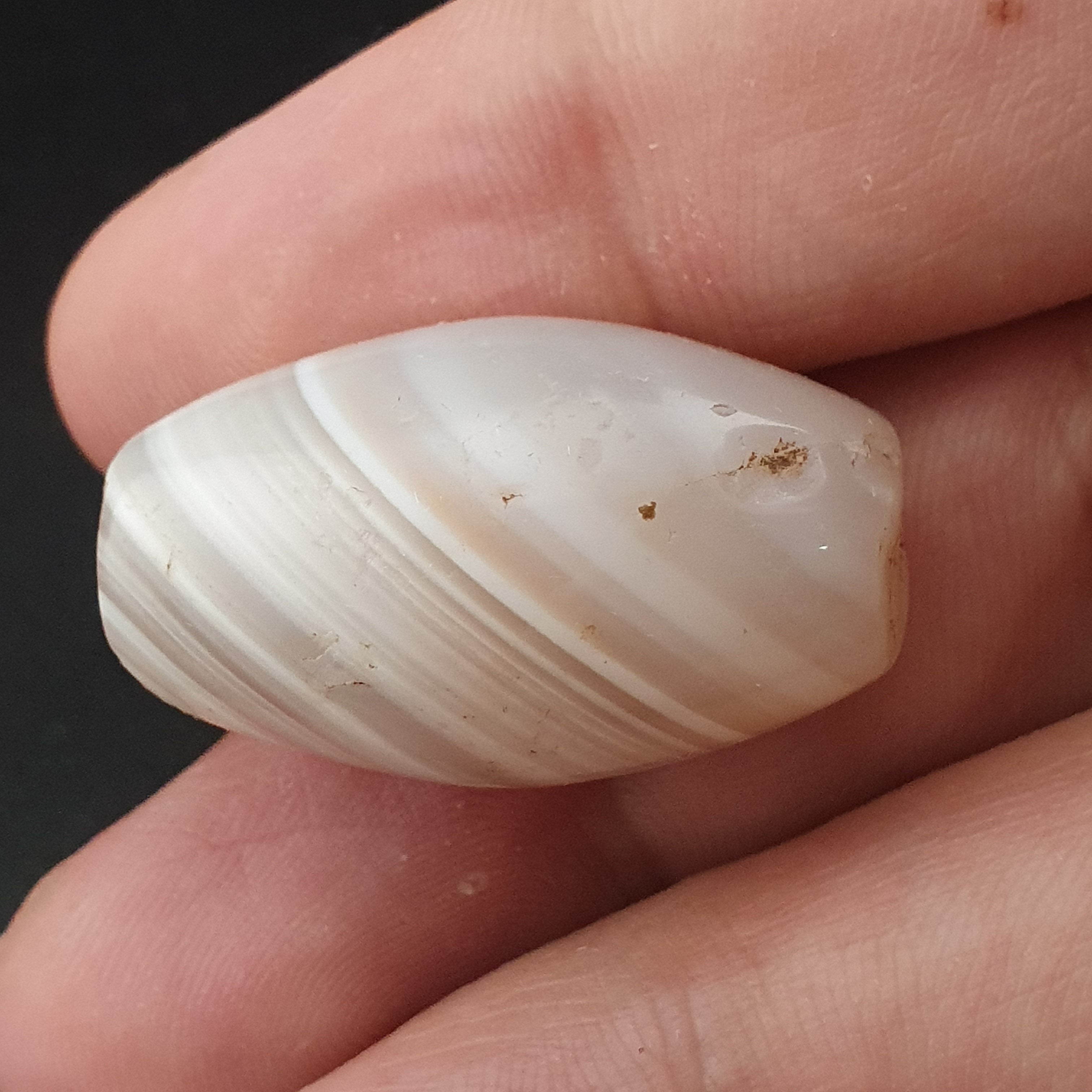 Ancient White Suliemani Agate Bead Amulet