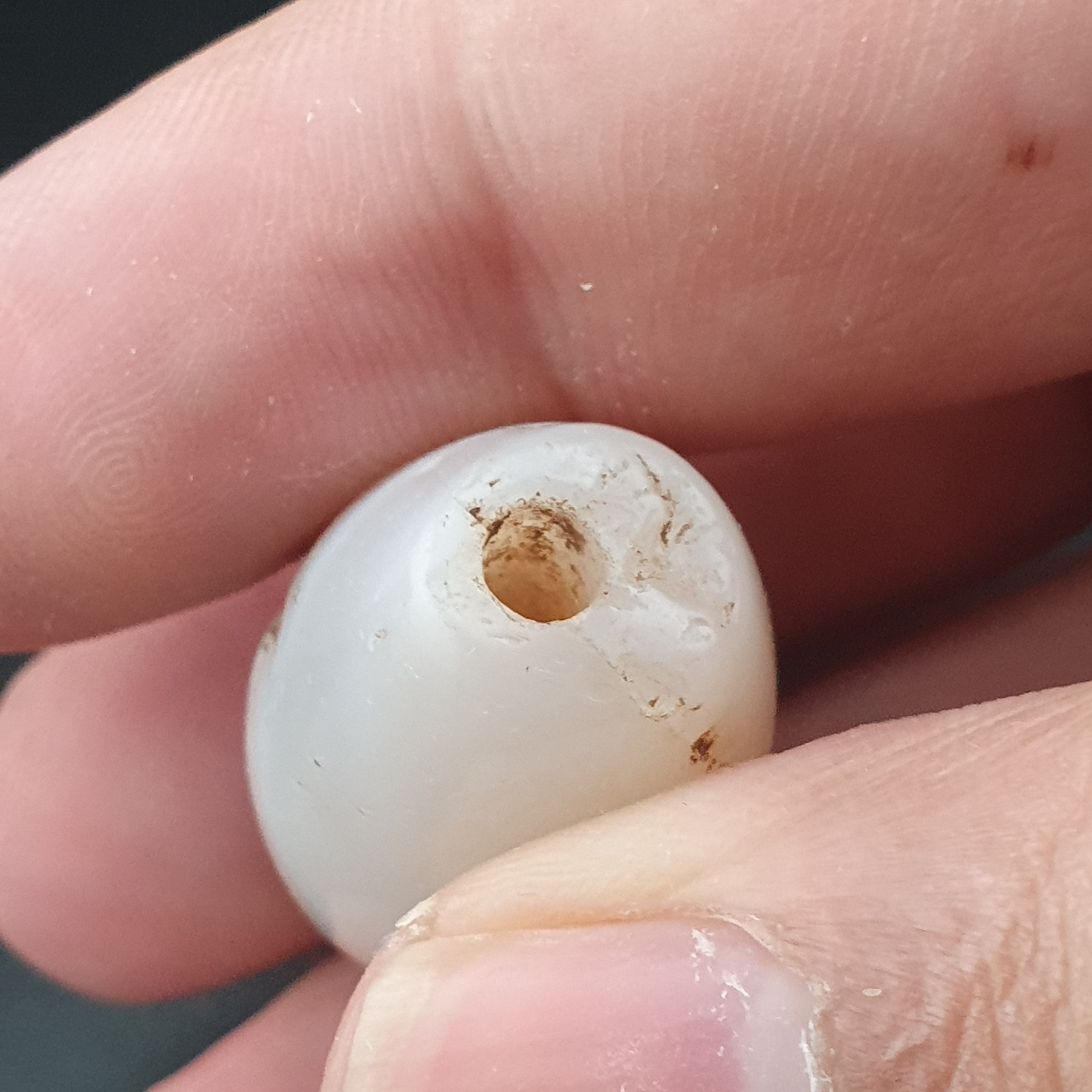 Ancient White Suliemani Agate Bead Amulet