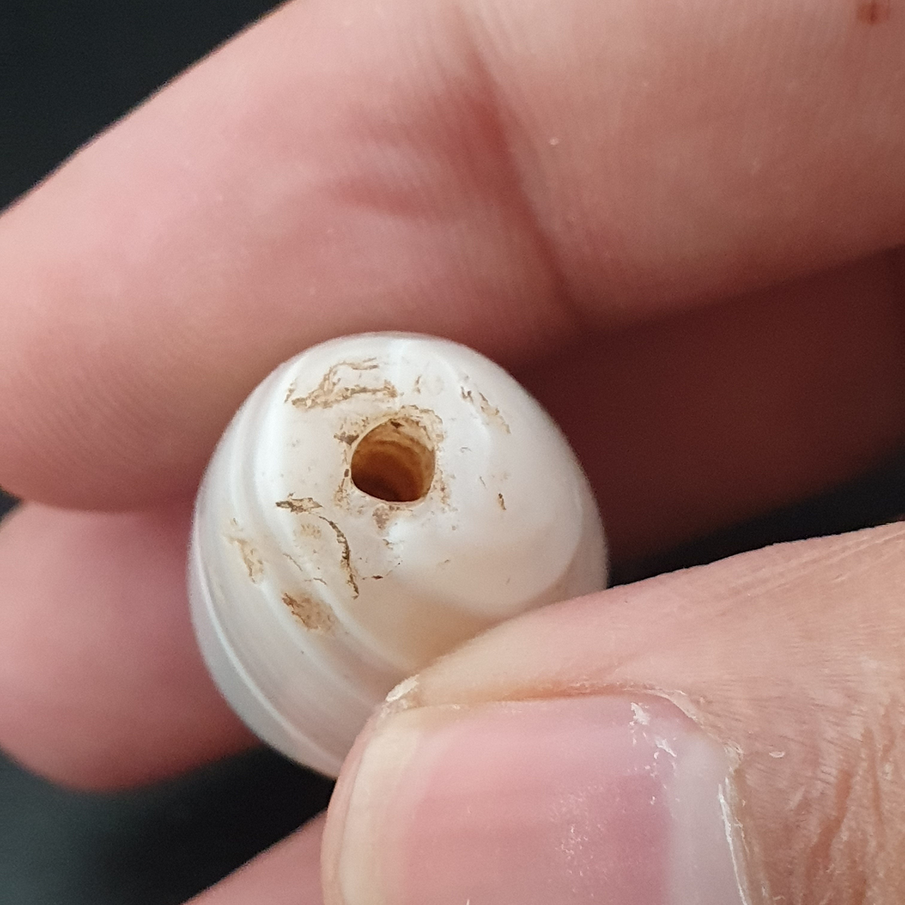 Ancient White Suliemani Agate Bead Amulet