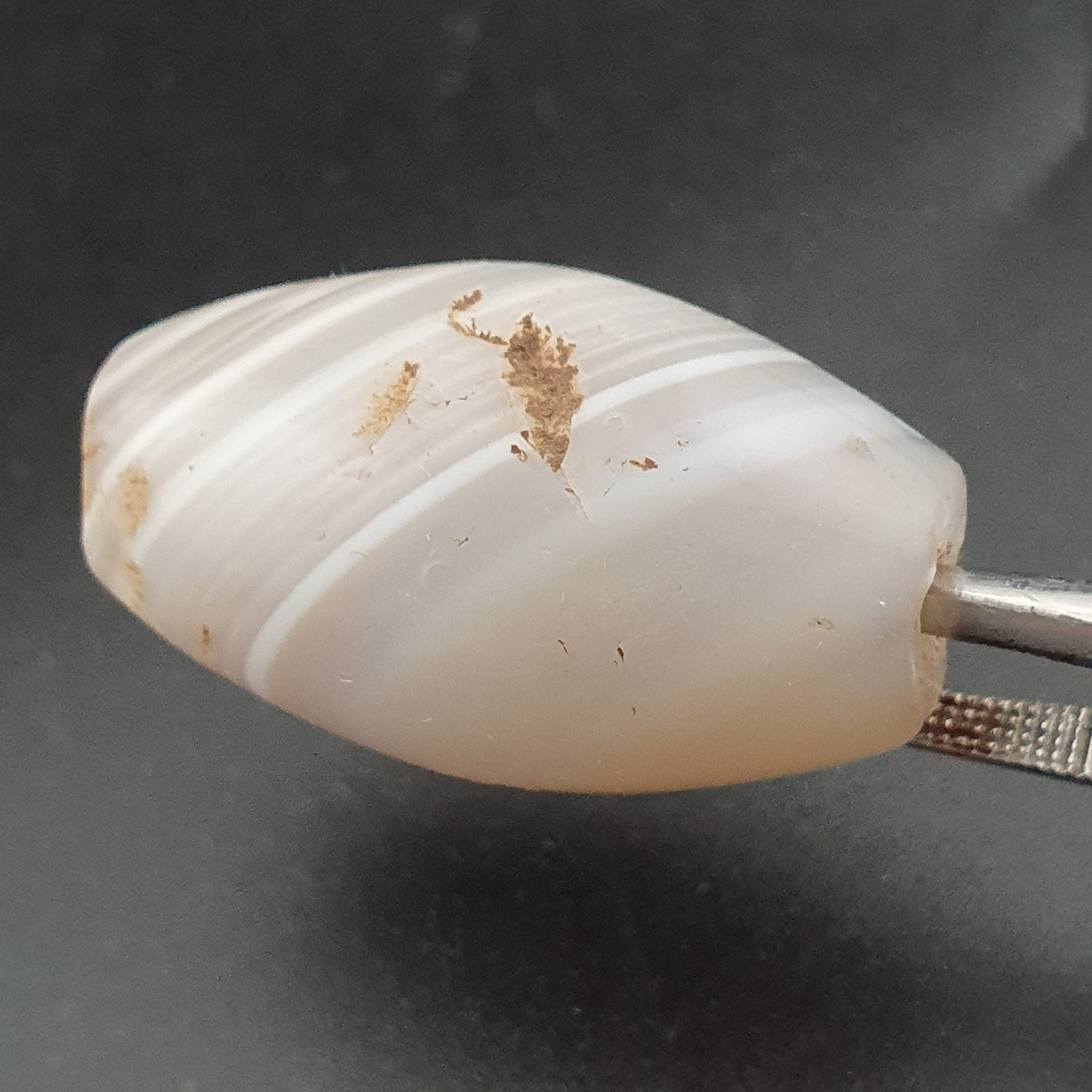 Ancient White Suliemani Agate Bead Amulet