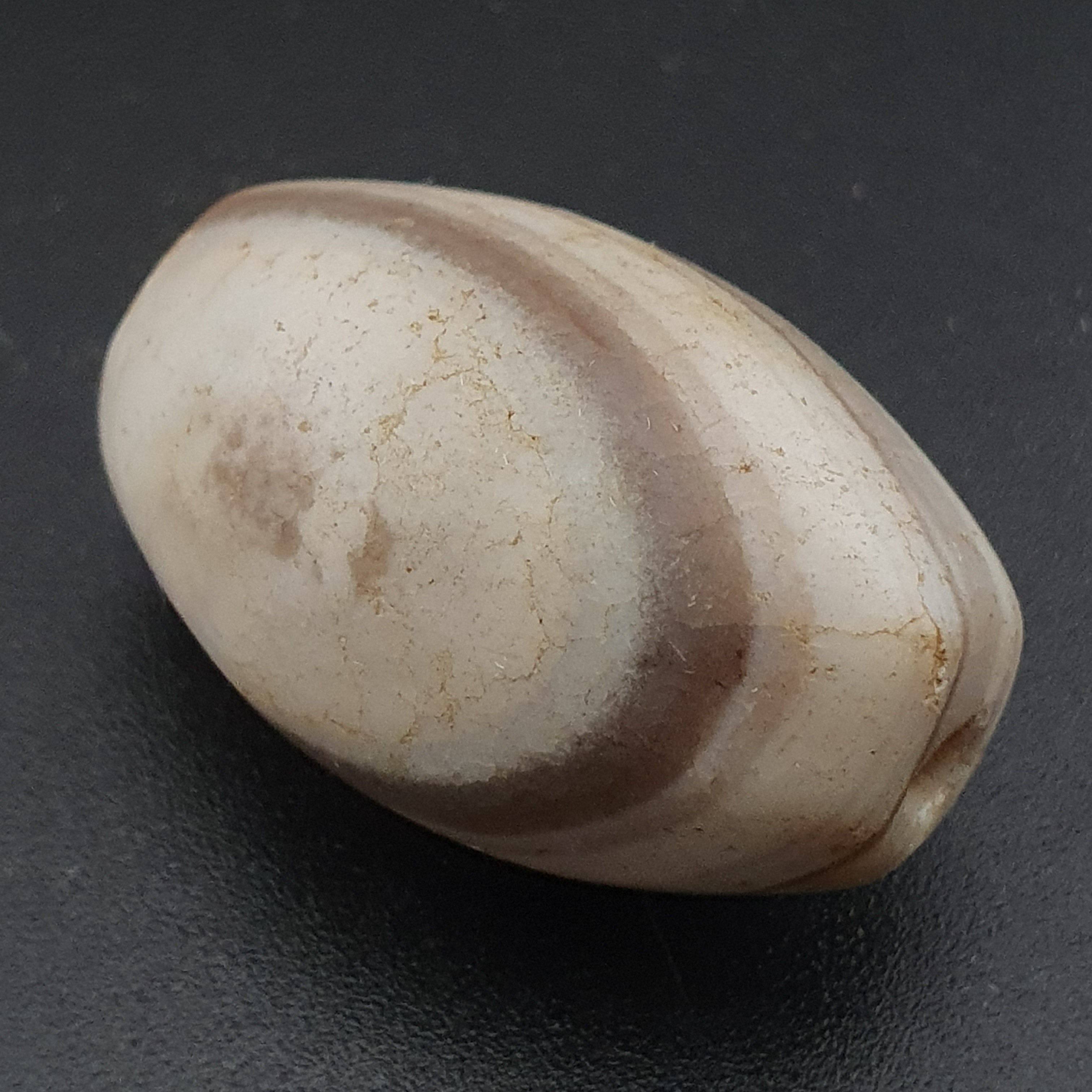 Ancient White Suliemani Eye Agate Bead Amulet