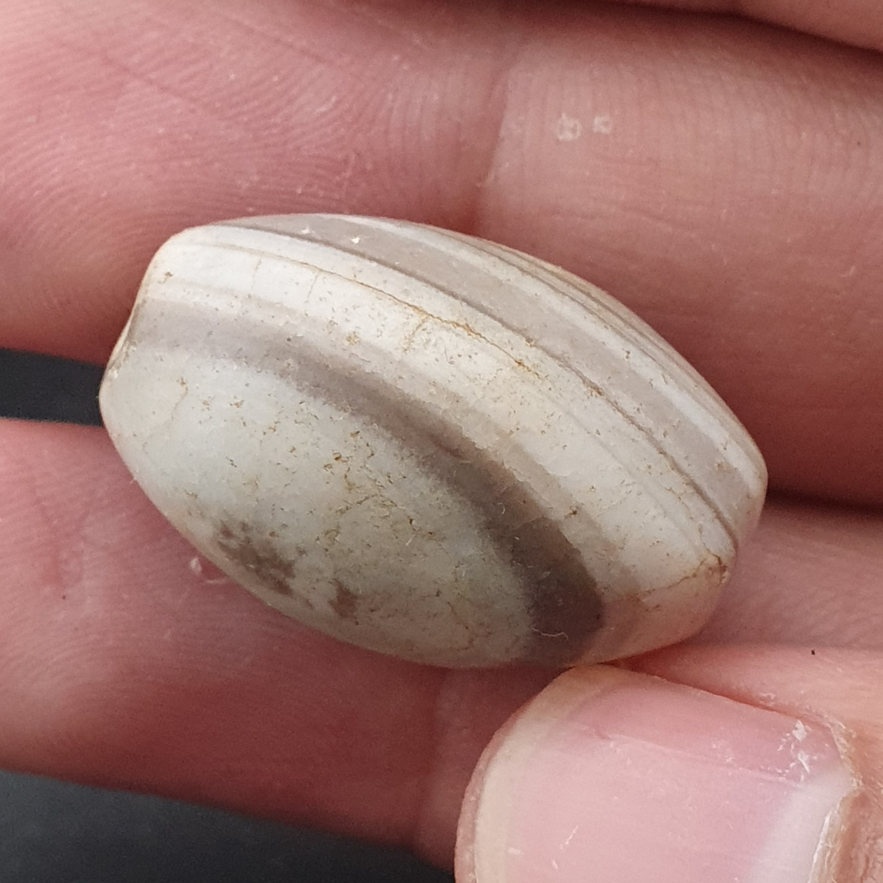 Ancient White Suliemani Eye Agate Bead Amulet