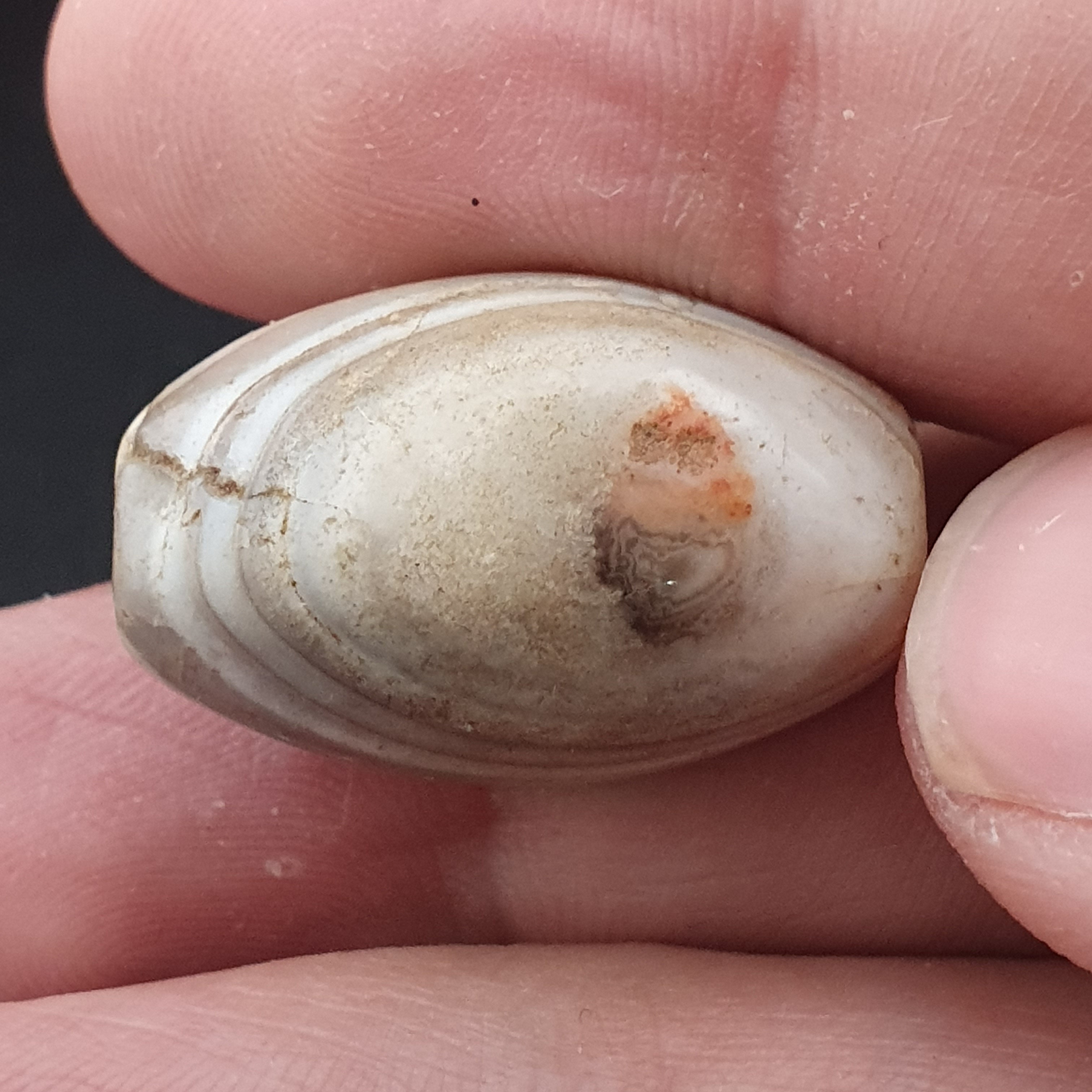 Ancient White Suliemani Eye Agate Bead Amulet
