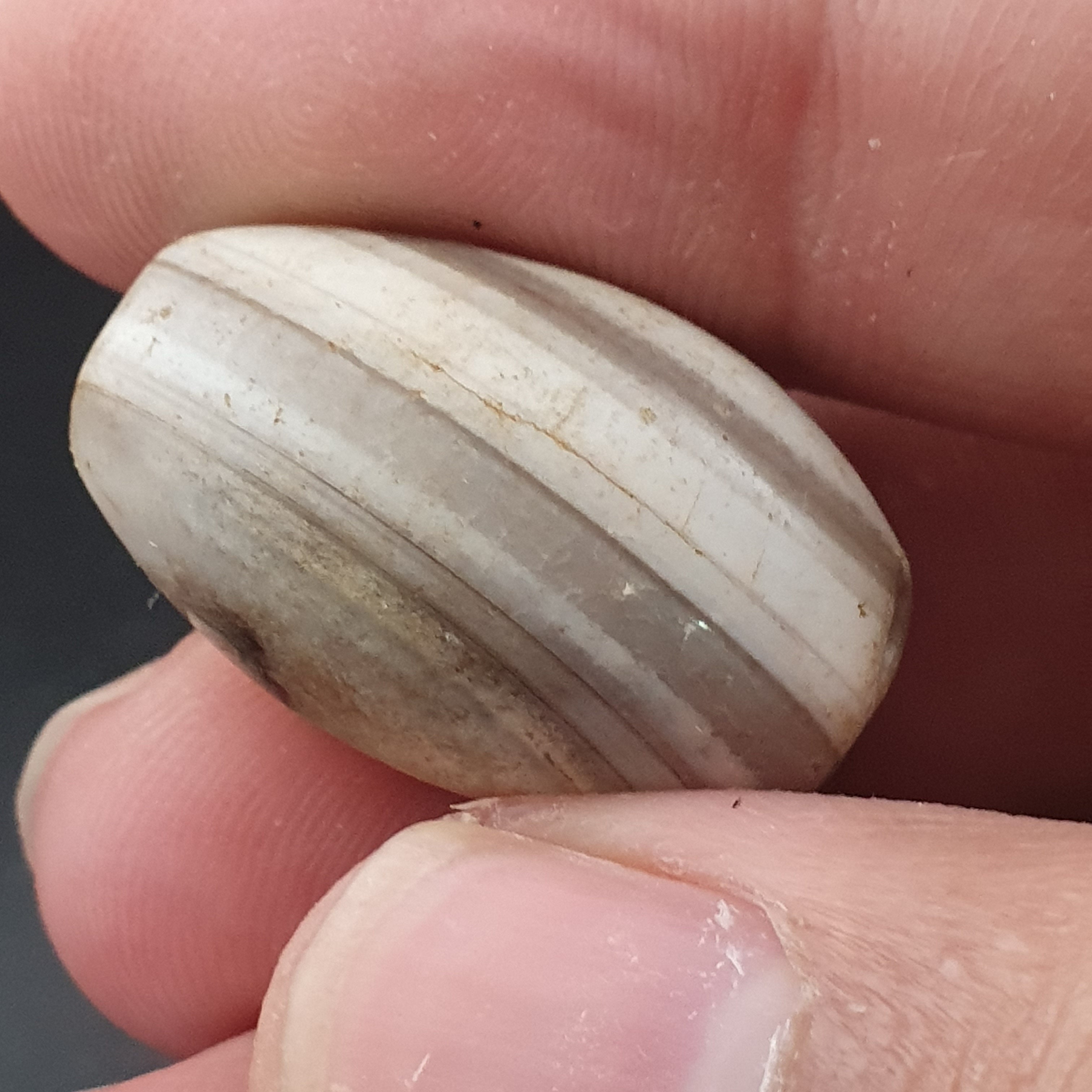 Ancient White Suliemani Eye Agate Bead Amulet