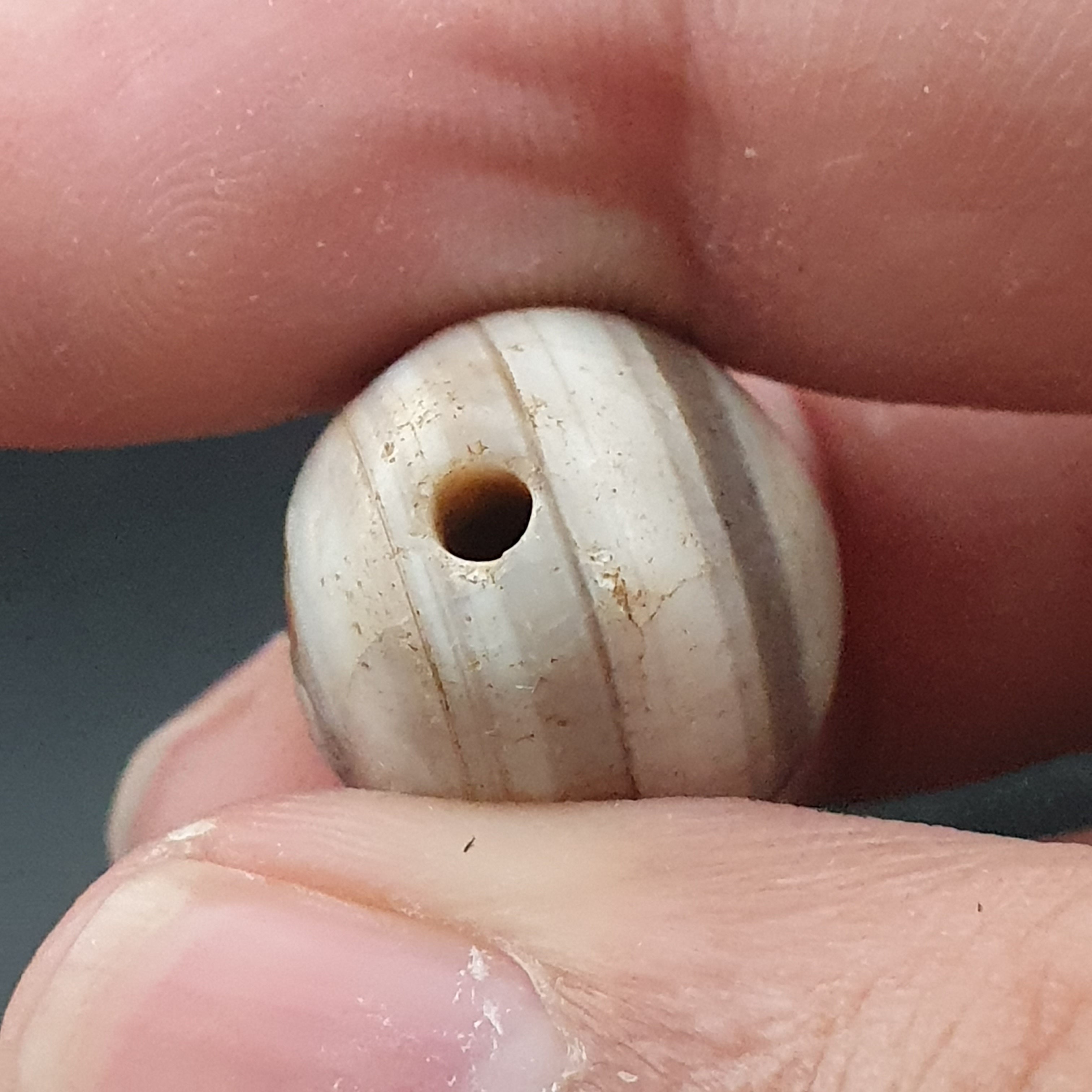 Ancient White Suliemani Eye Agate Bead Amulet