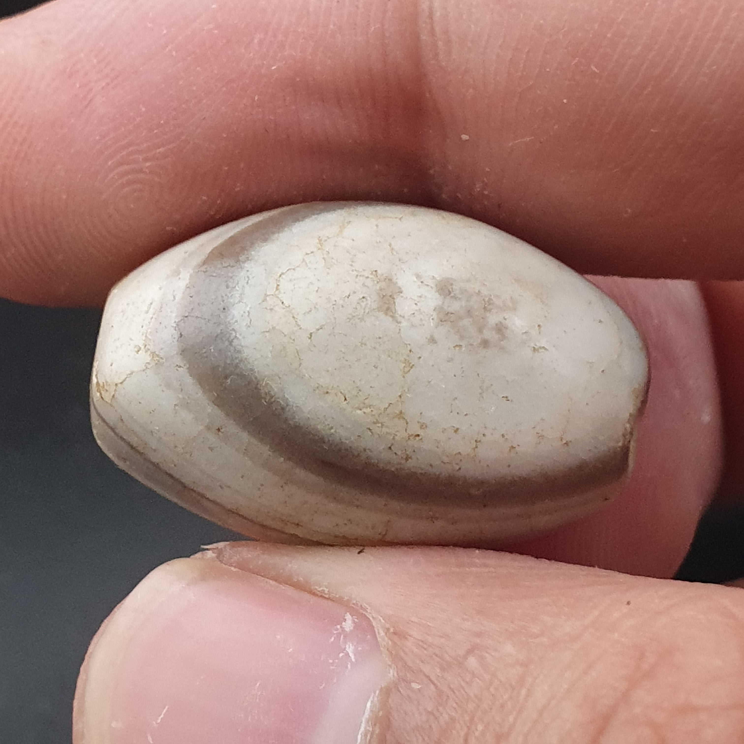 Ancient White Suliemani Eye Agate Bead Amulet