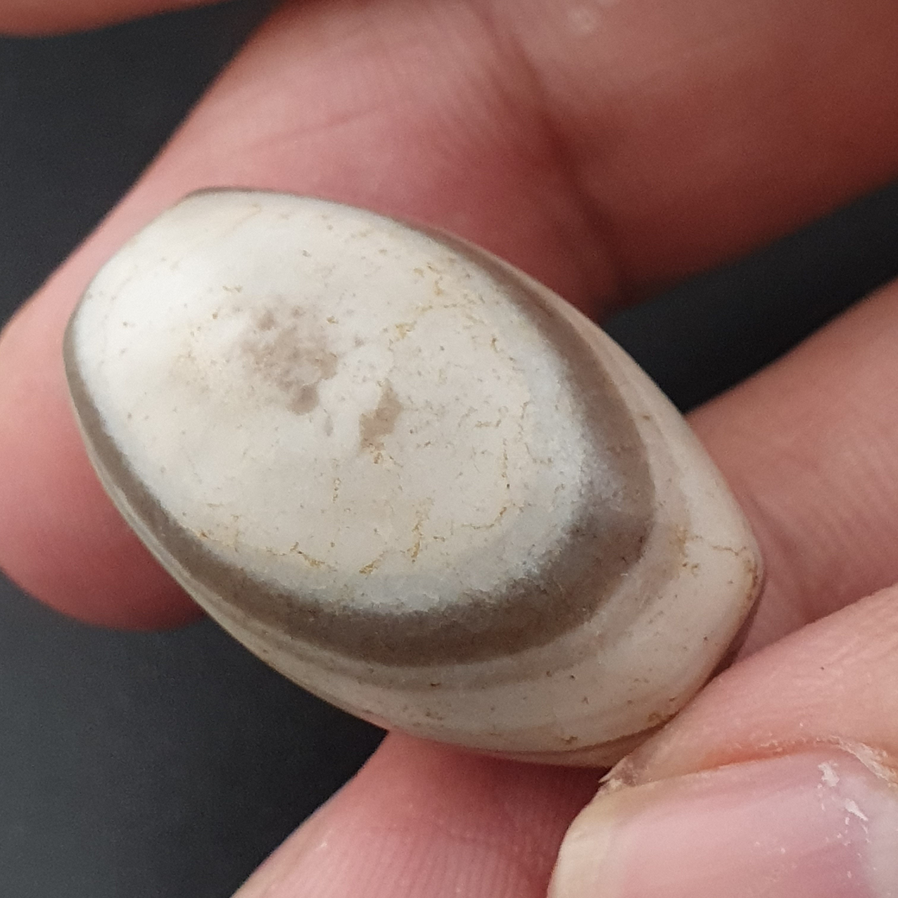 Ancient White Suliemani Eye Agate Bead Amulet