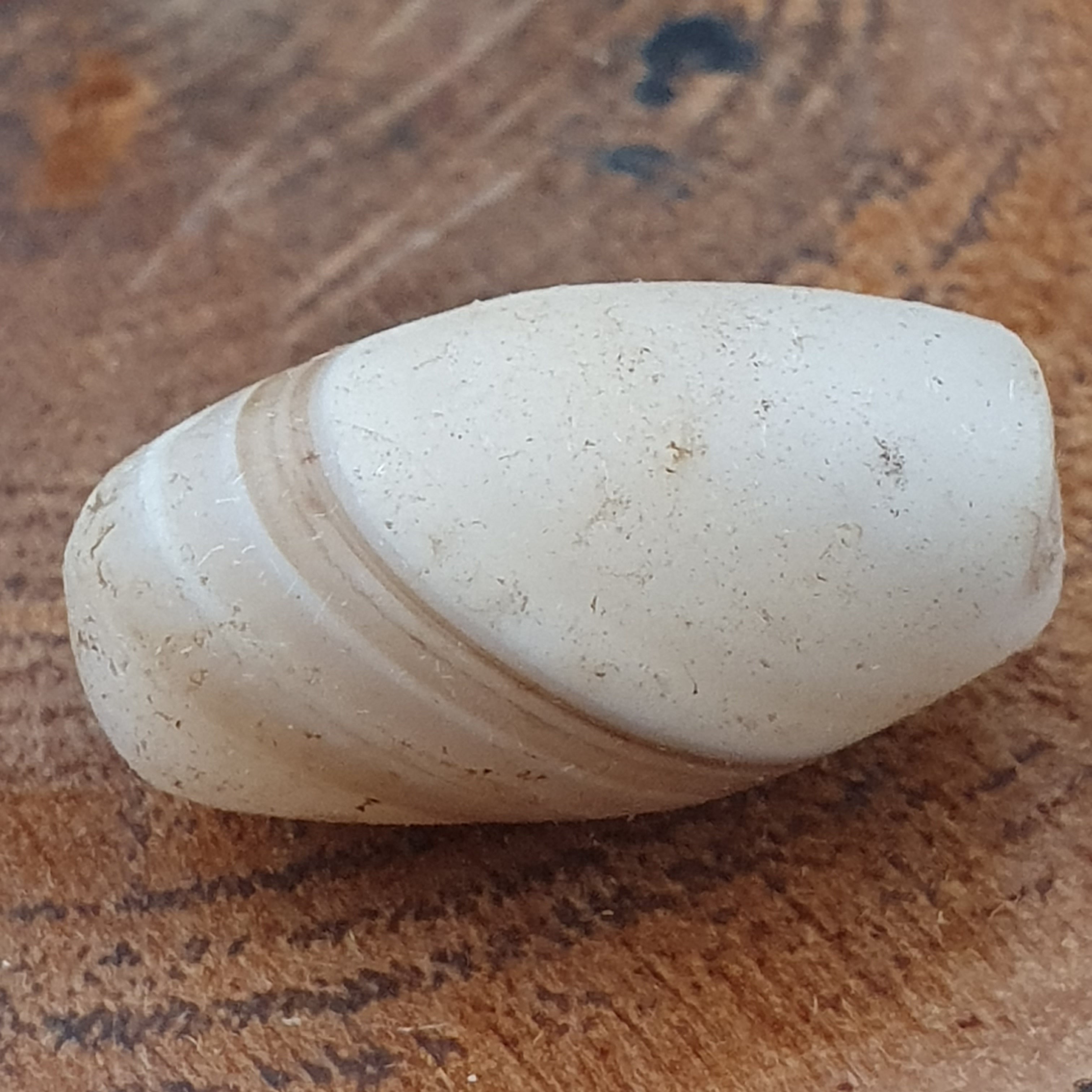 Ancient Natural Pattern White Agate Bead Amulet