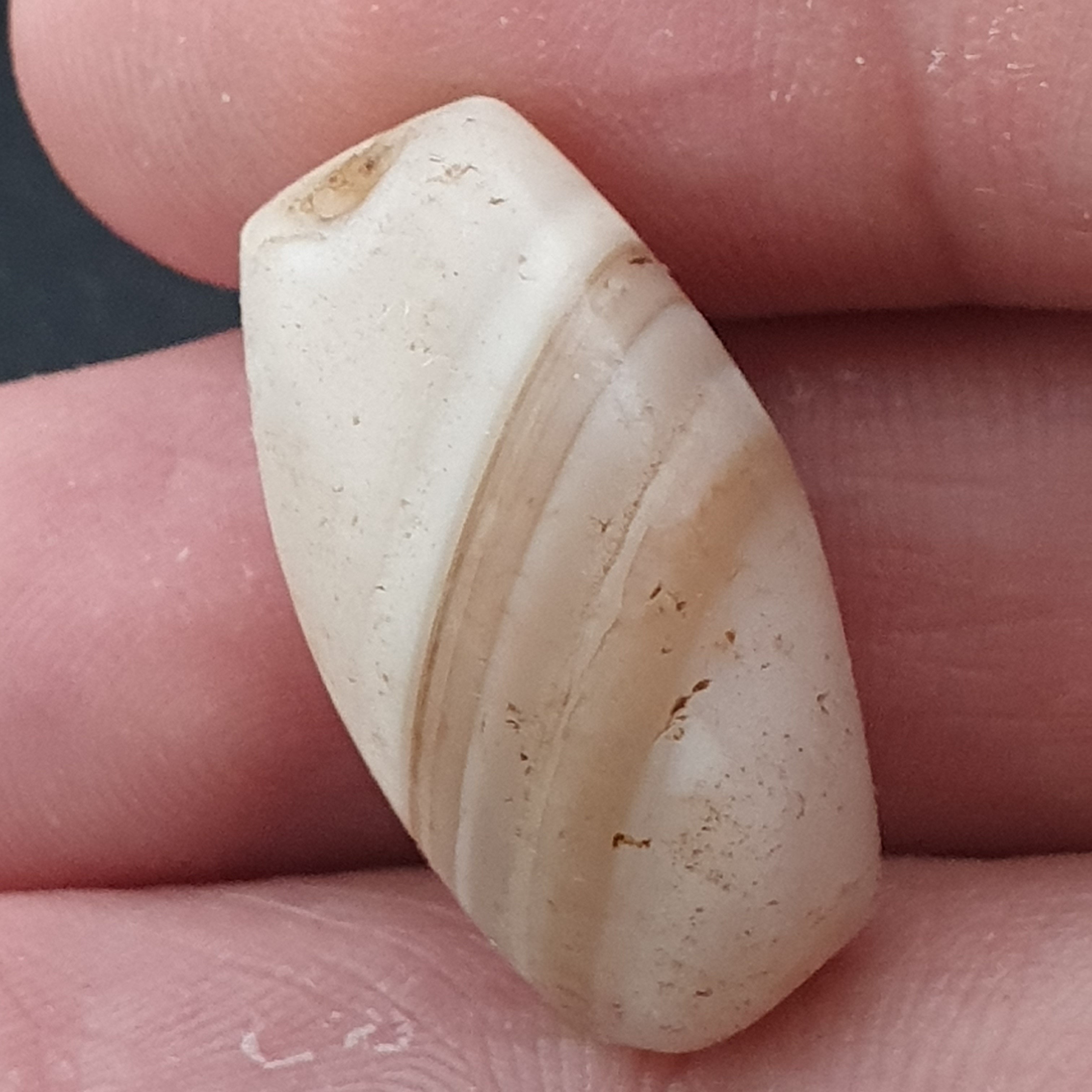 Ancient Natural Pattern White Agate Bead Amulet