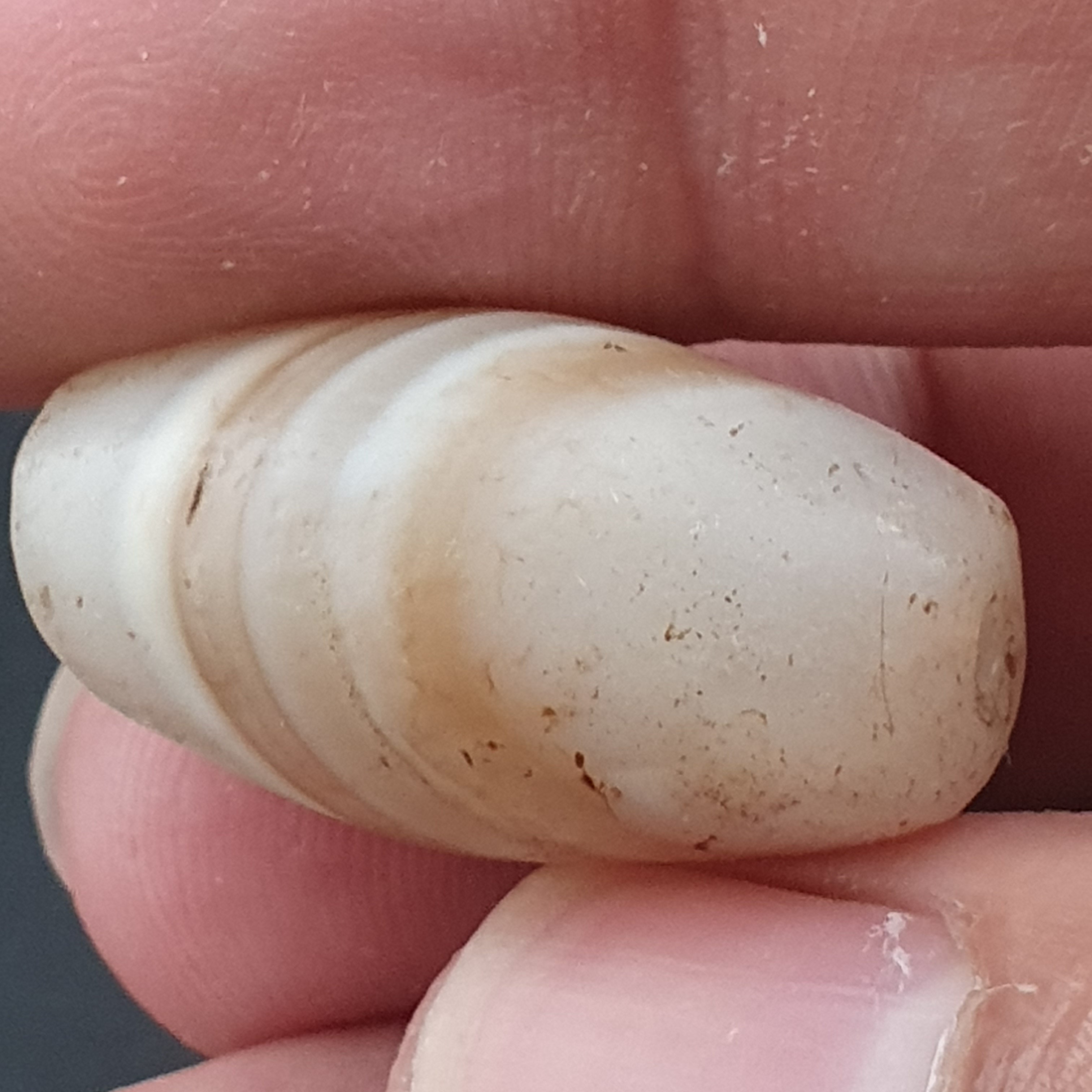 Ancient Natural Pattern White Agate Bead Amulet