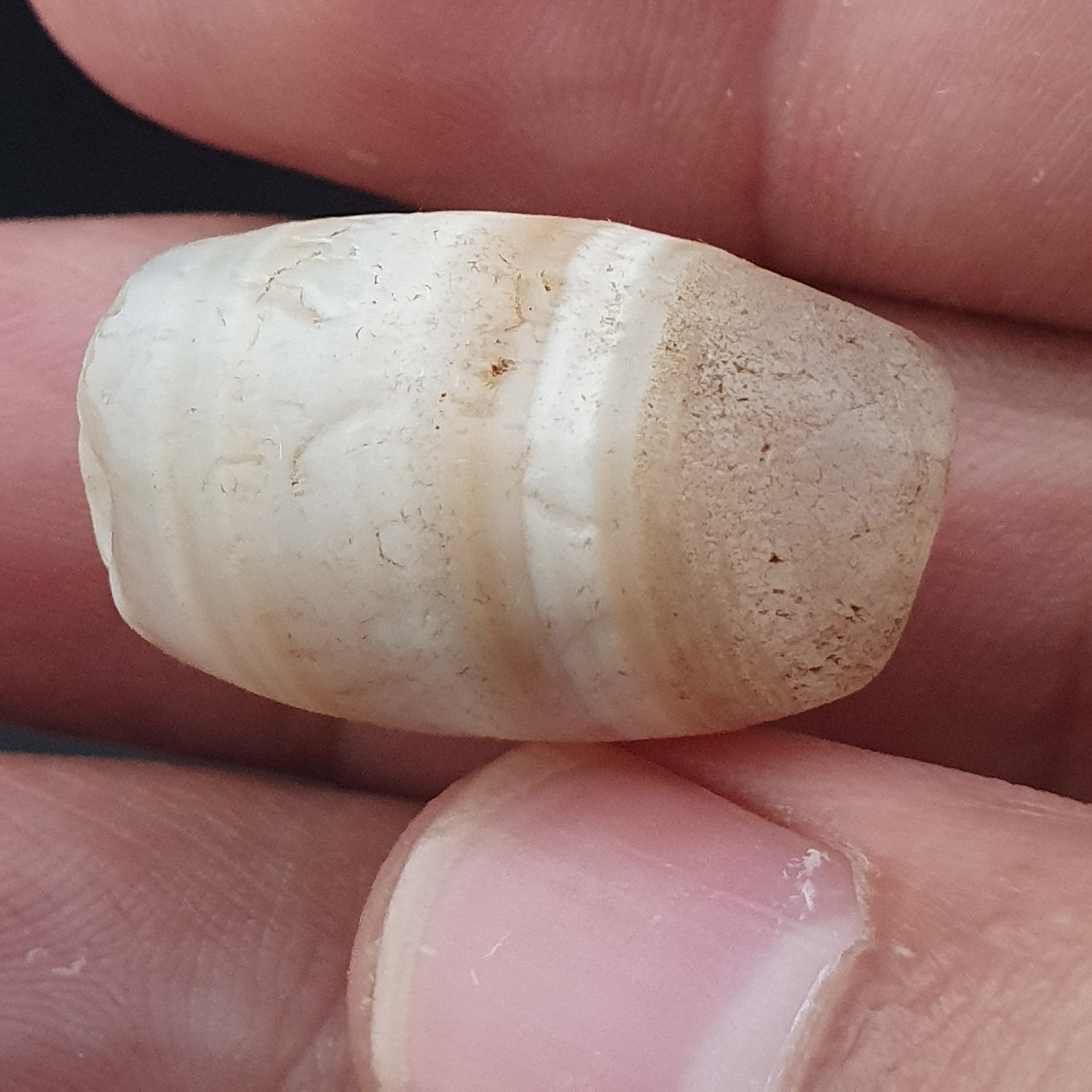 Ancient Natural Pattern White Old Agate Bead Amulet