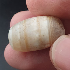 Ancient Natural Pattern White Old Agate Bead Amulet