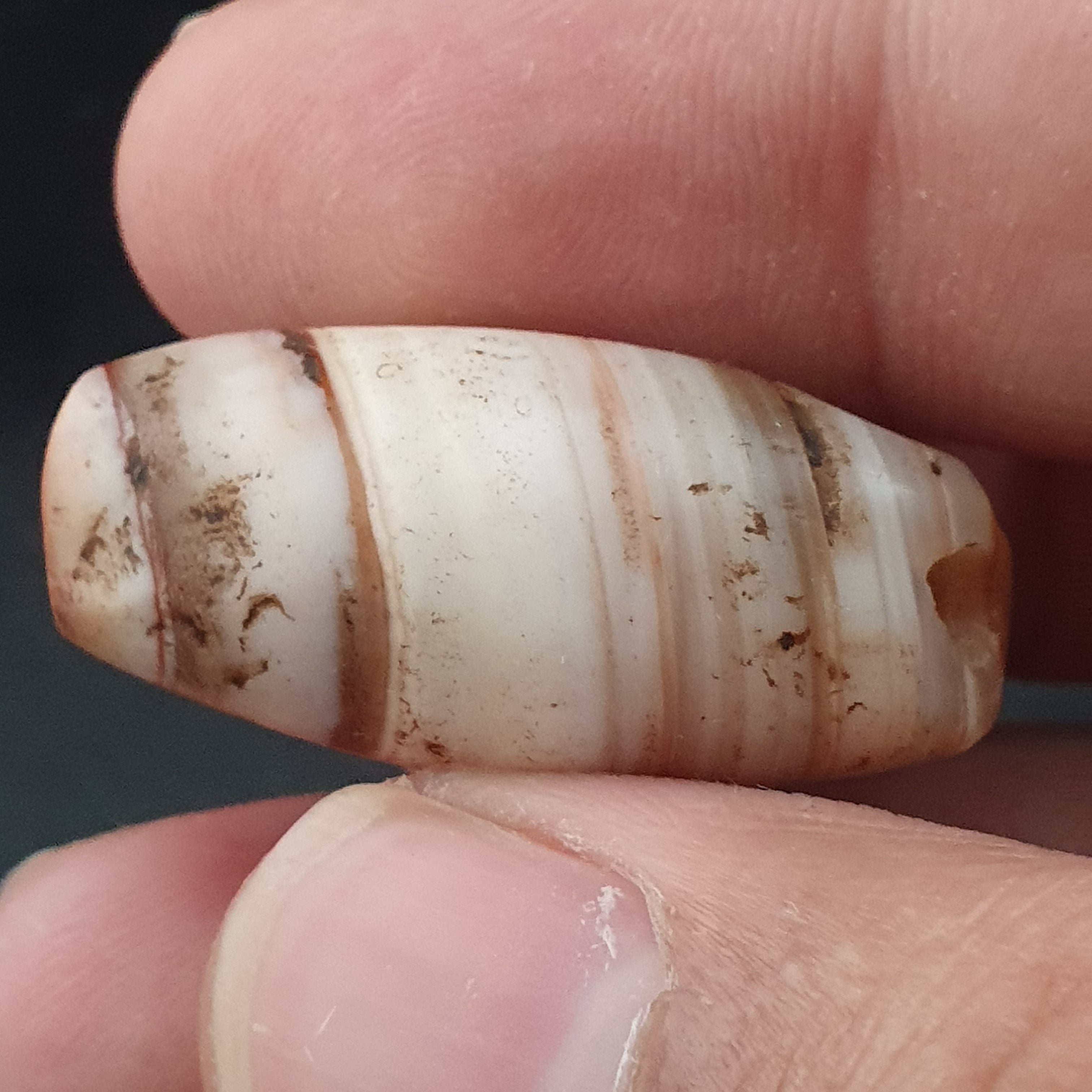 Rare Ancient Natural Stripe Pattern Eye Agate Bead Amulet