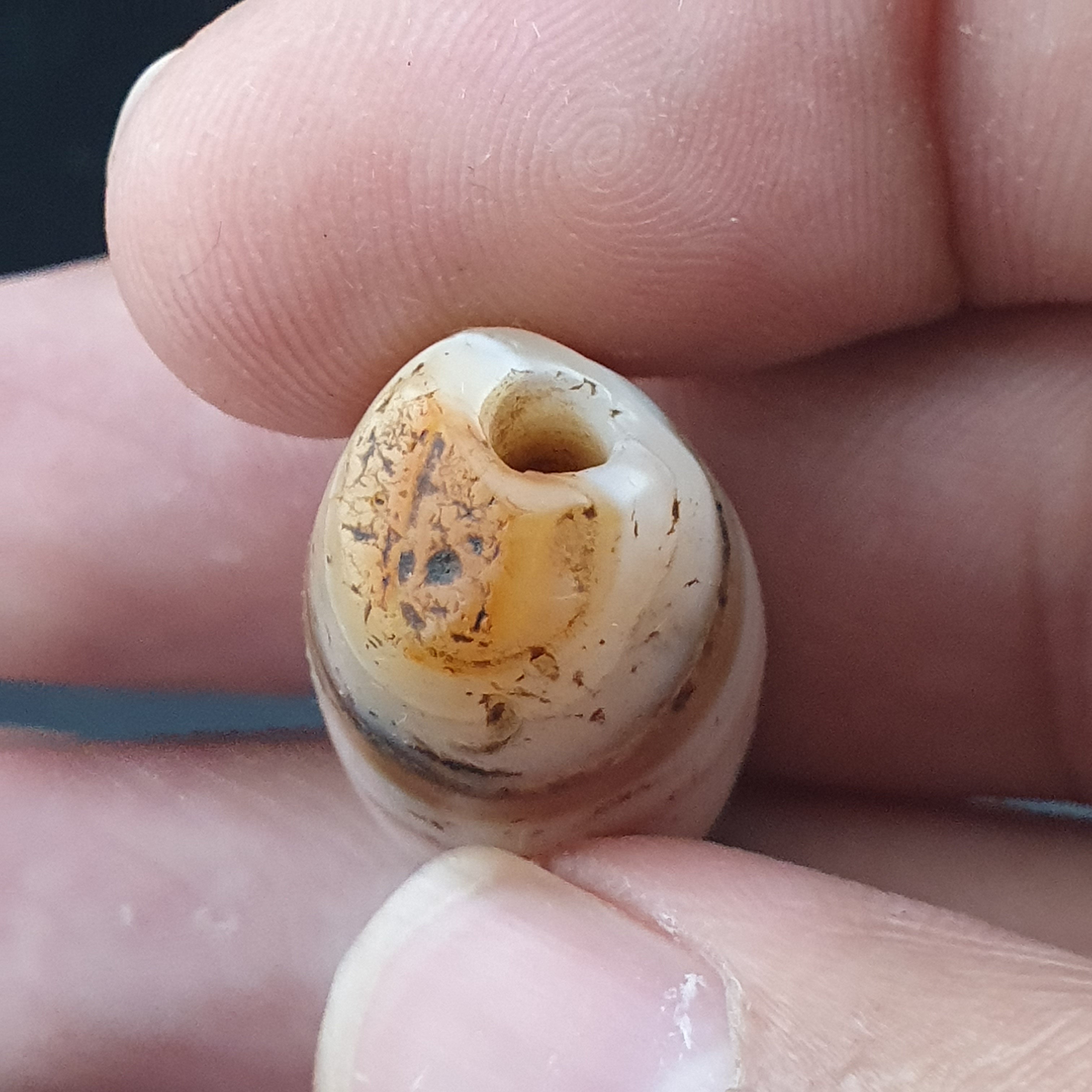 Rare Ancient Natural Stripe Pattern Eye Agate Bead Amulet