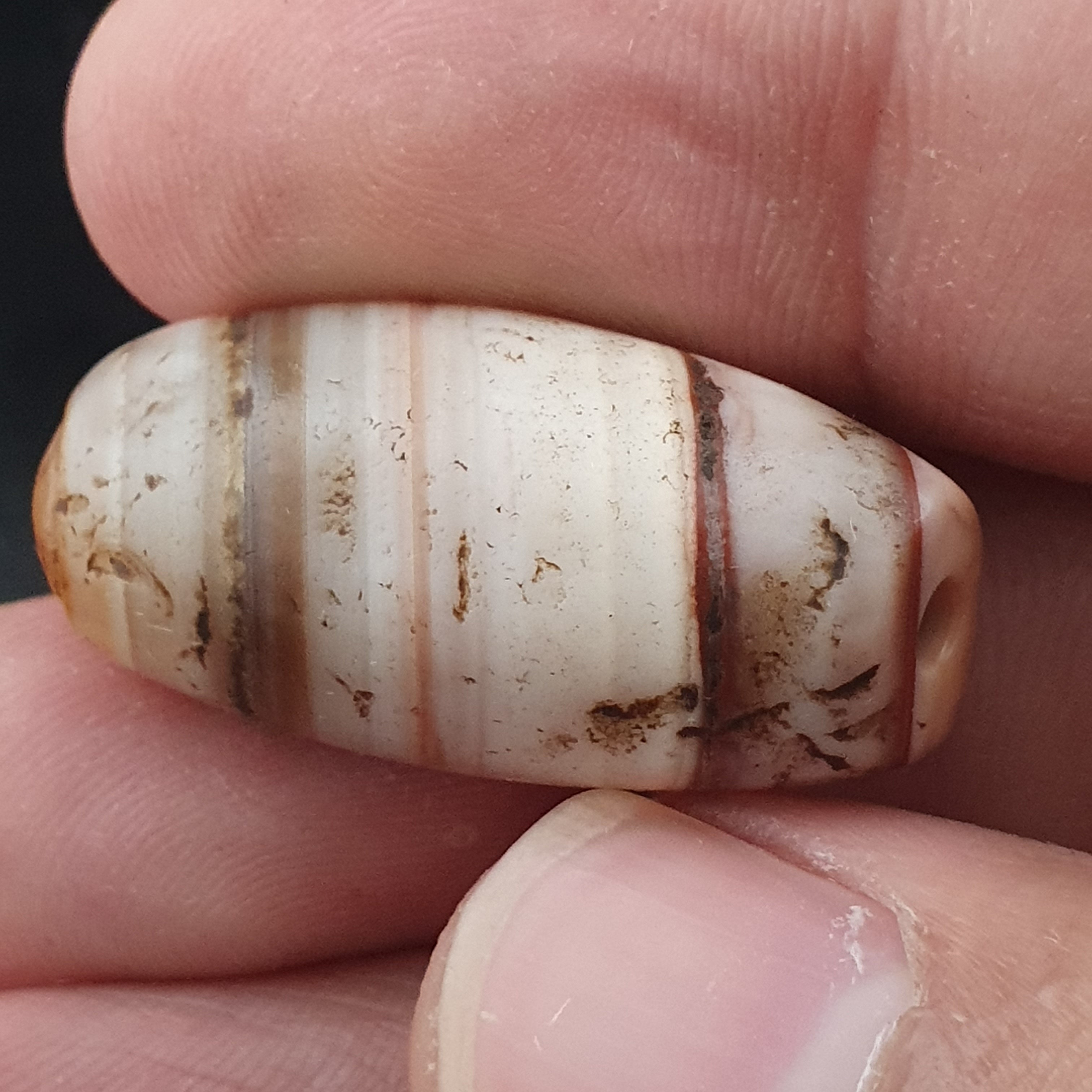 Rare Ancient Natural Stripe Pattern Eye Agate Bead Amulet
