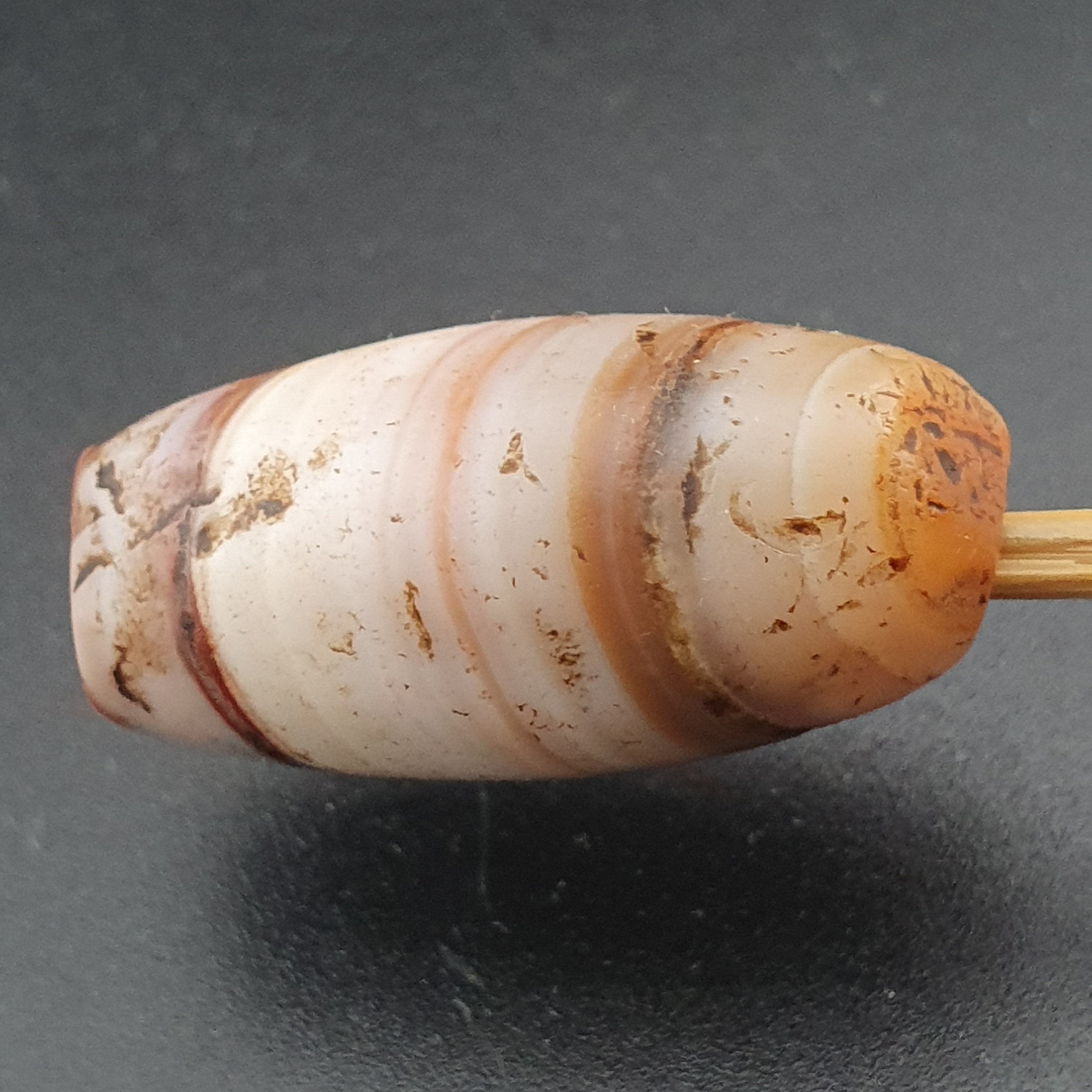 Rare Ancient Natural Stripe Pattern Eye Agate Bead Amulet