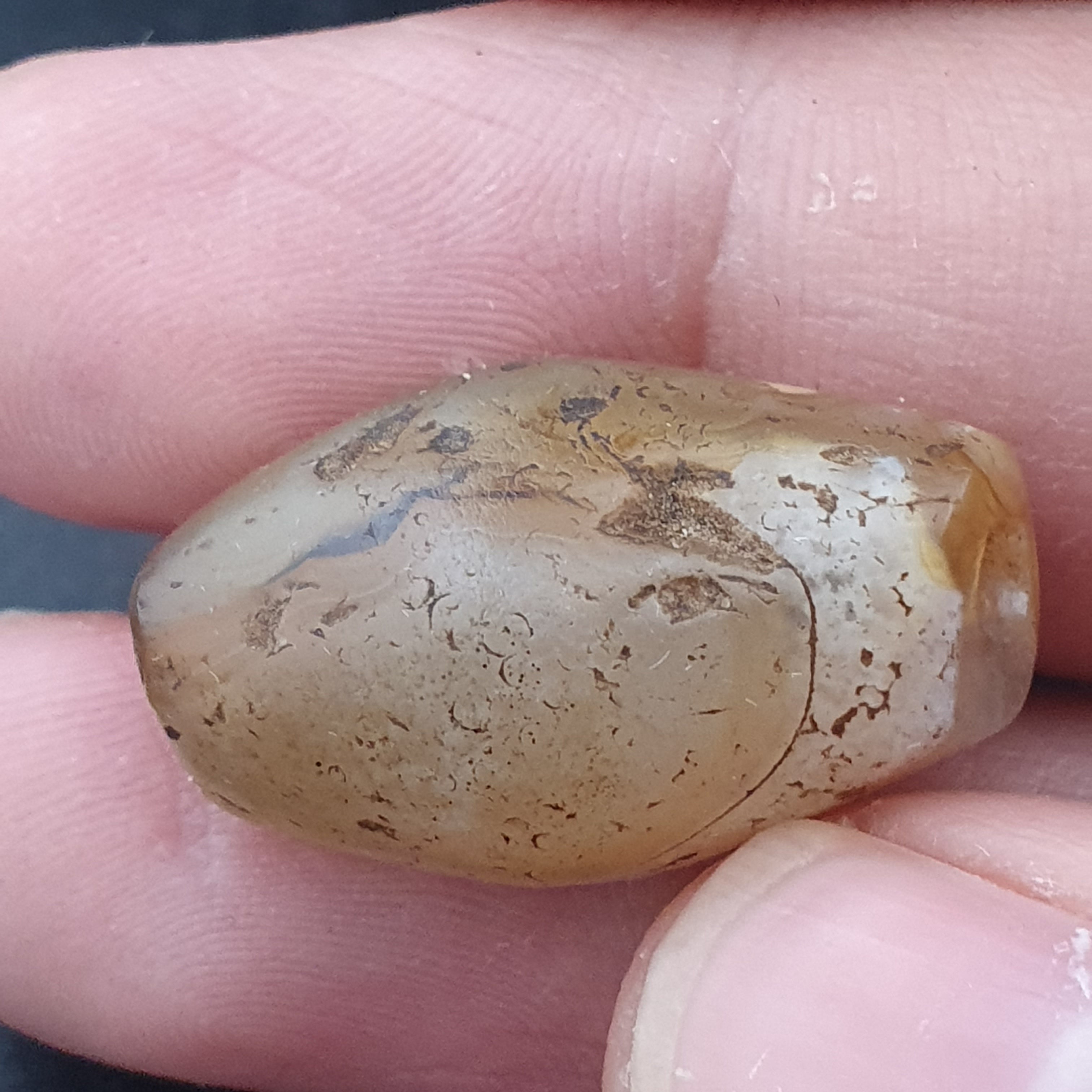 Ancient Old Natural Suleimani Eye Brown Agate Amulet