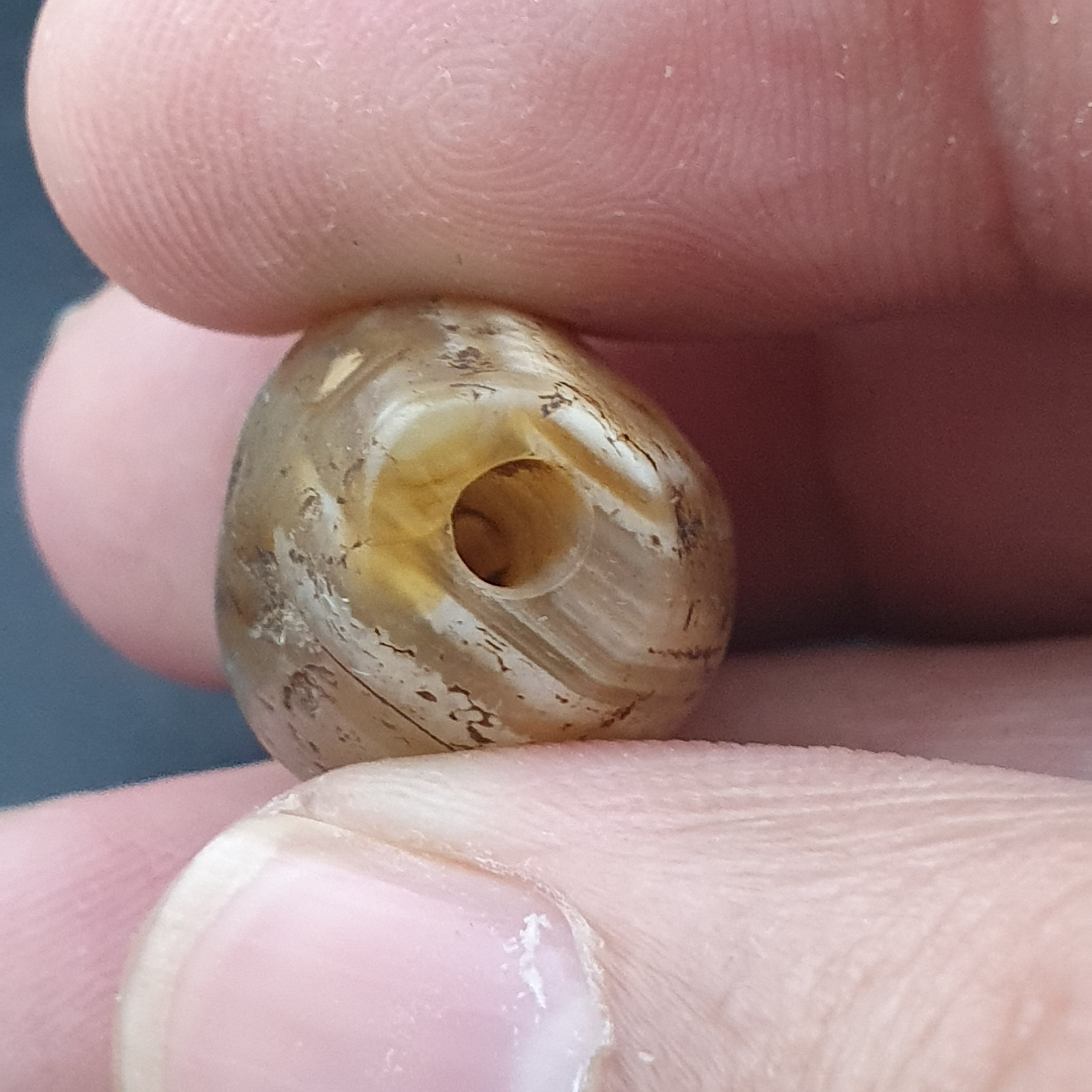 Ancient Old Natural Suleimani Eye Brown Agate Amulet