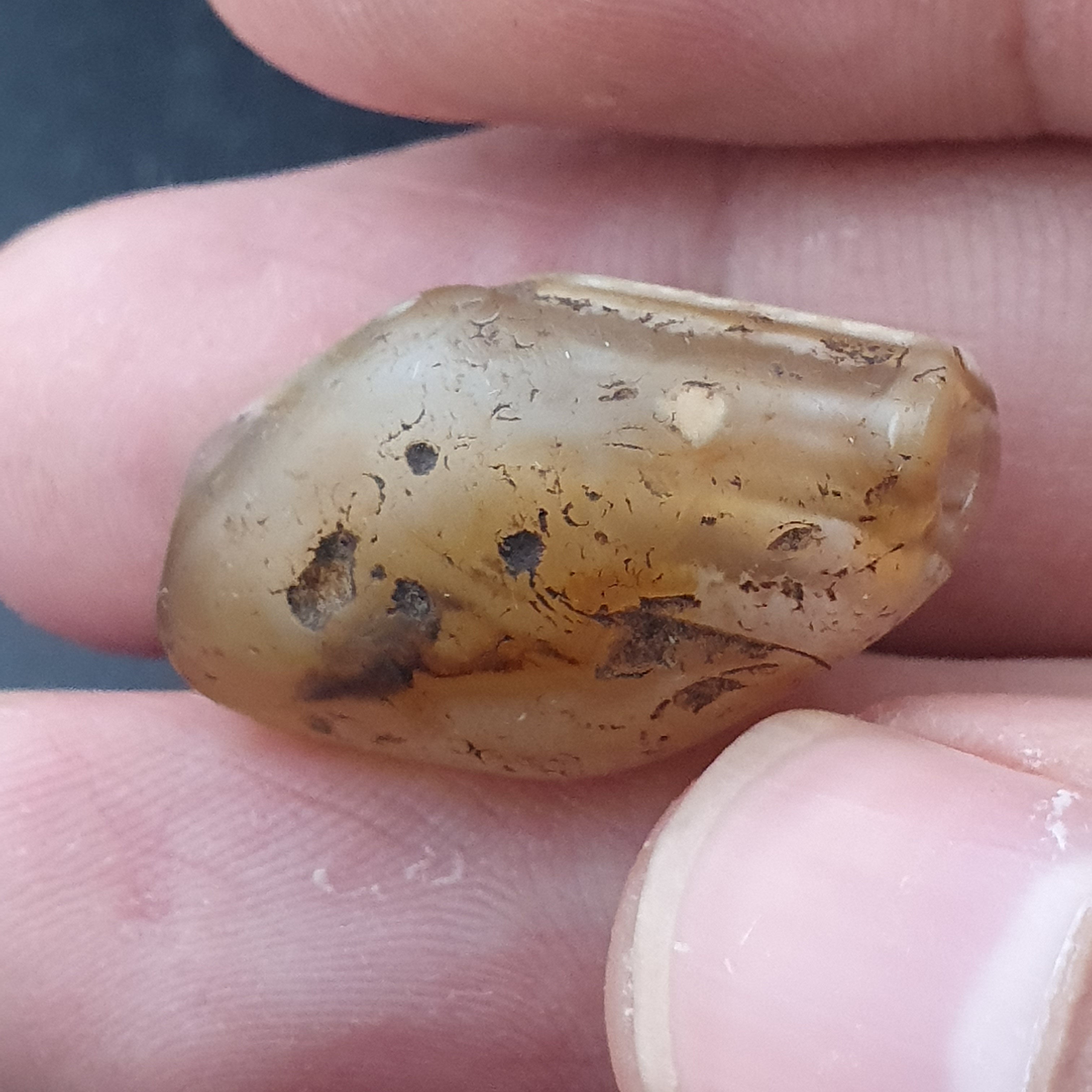 Ancient Old Natural Suleimani Eye Brown Agate Amulet