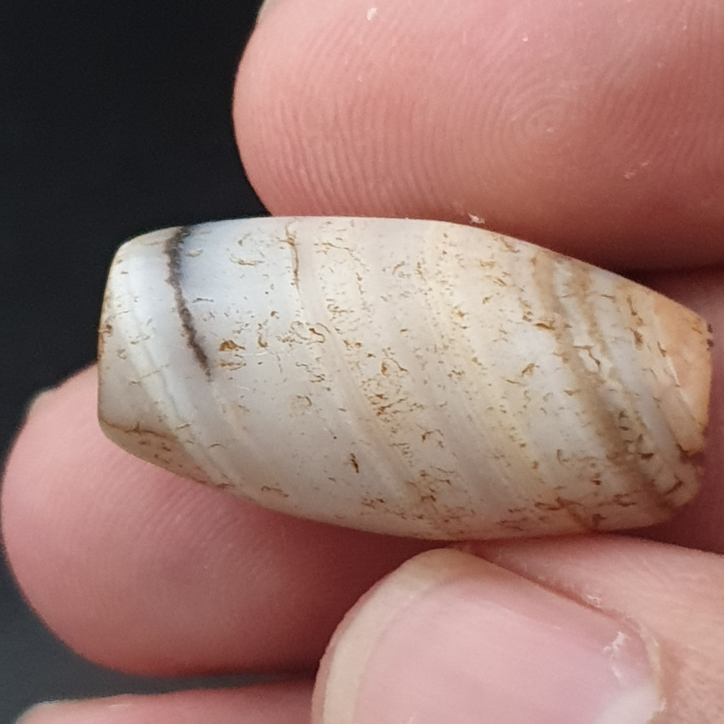 Ancient Old Tribal Natural Suliemani Eye Stripes Agate Brown White Tone