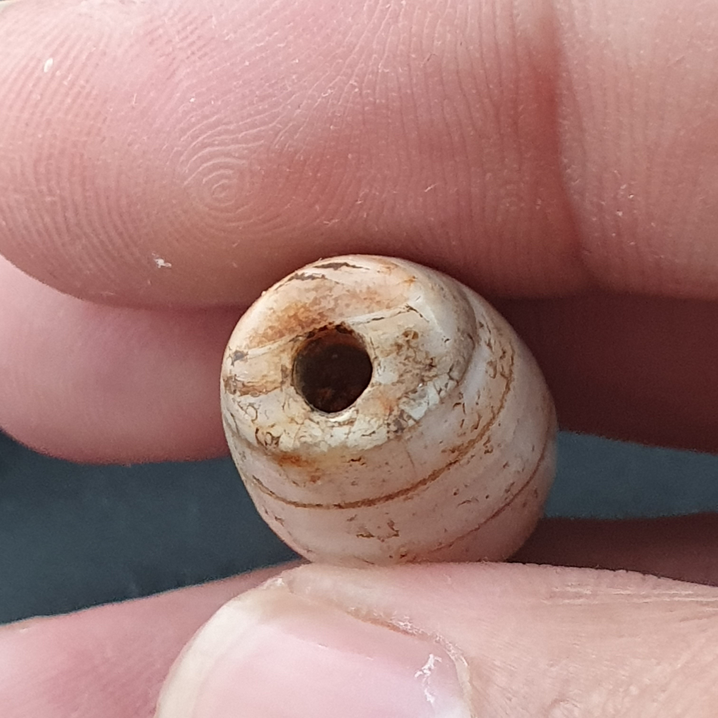 Ancient Old Tribal Natural Suliemani Eye Stripes Agate Brown White Tone