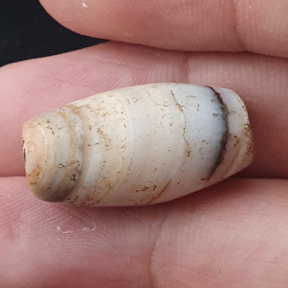 Ancient Old Tribal Natural Suliemani Eye Stripes Agate Brown White Tone