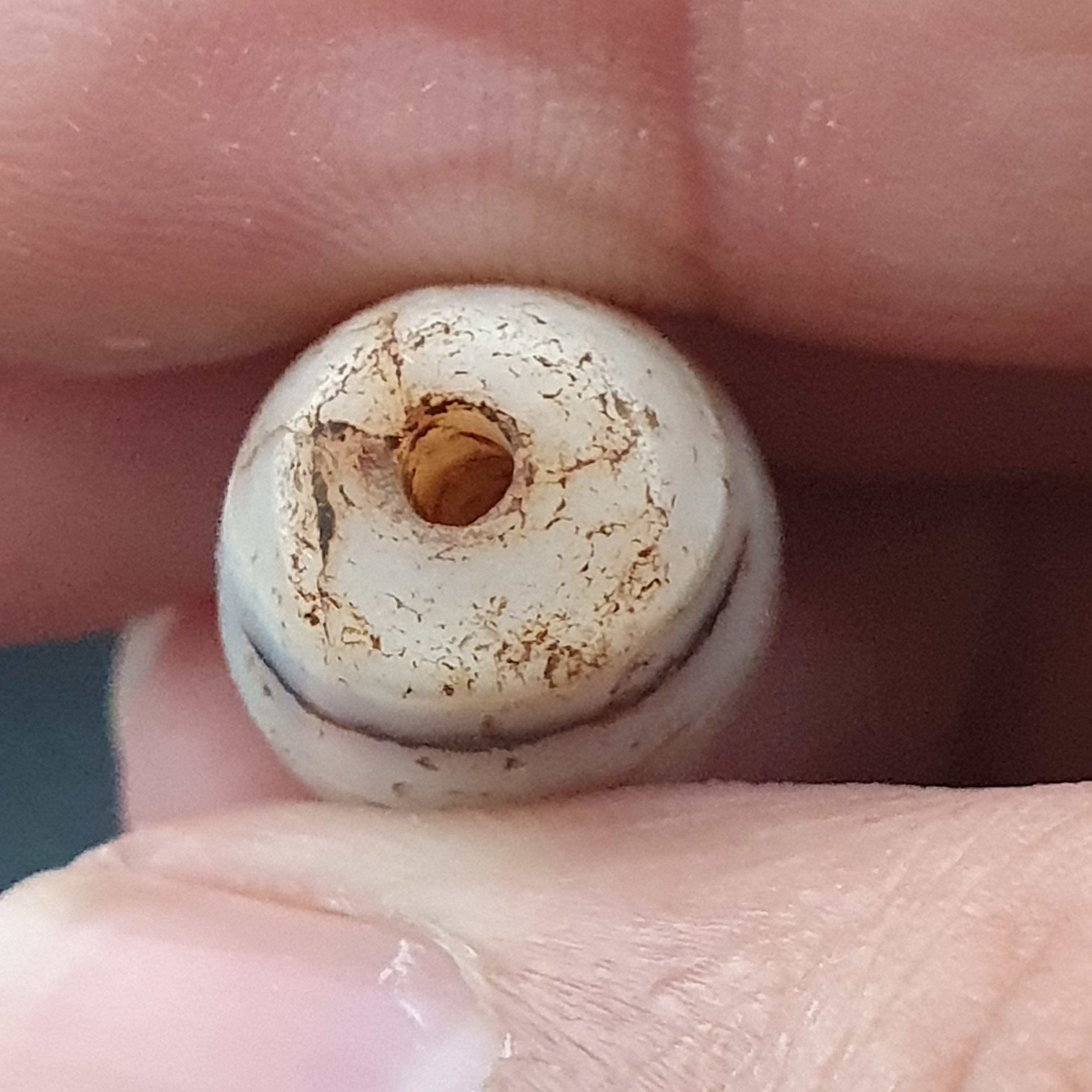 Ancient Old Tribal Natural Suliemani Eye Stripes Agate Brown White Tone