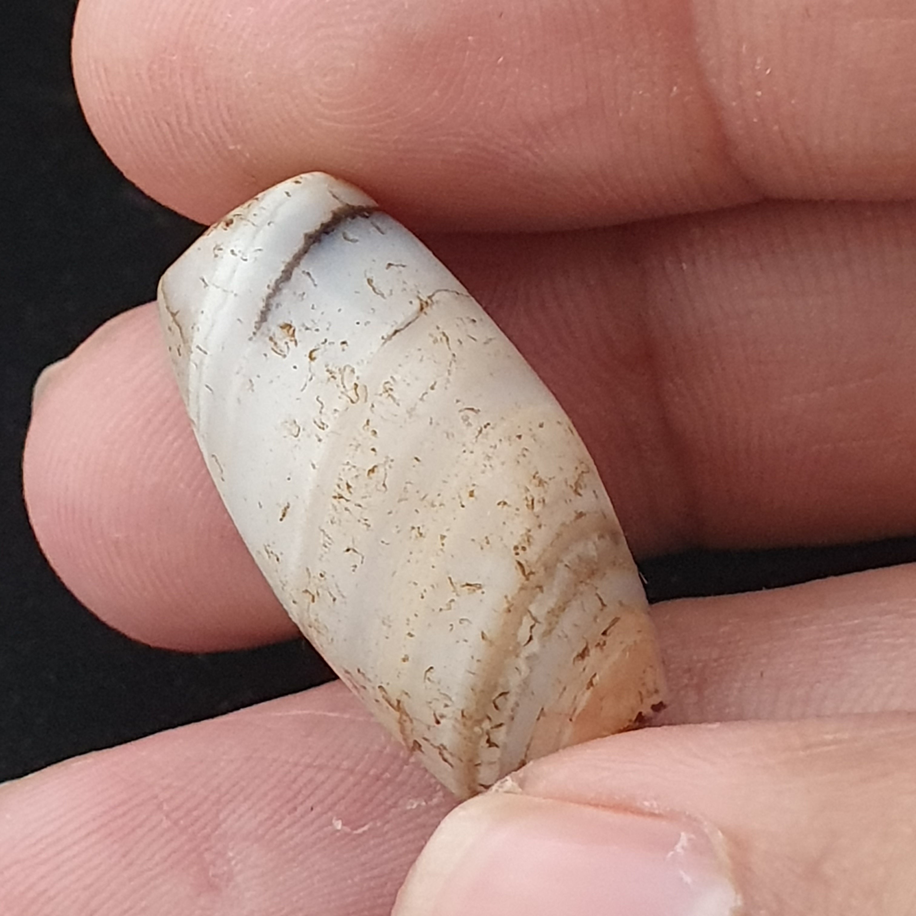 Ancient Old Tribal Natural Suliemani Eye Stripes Agate Brown White Tone