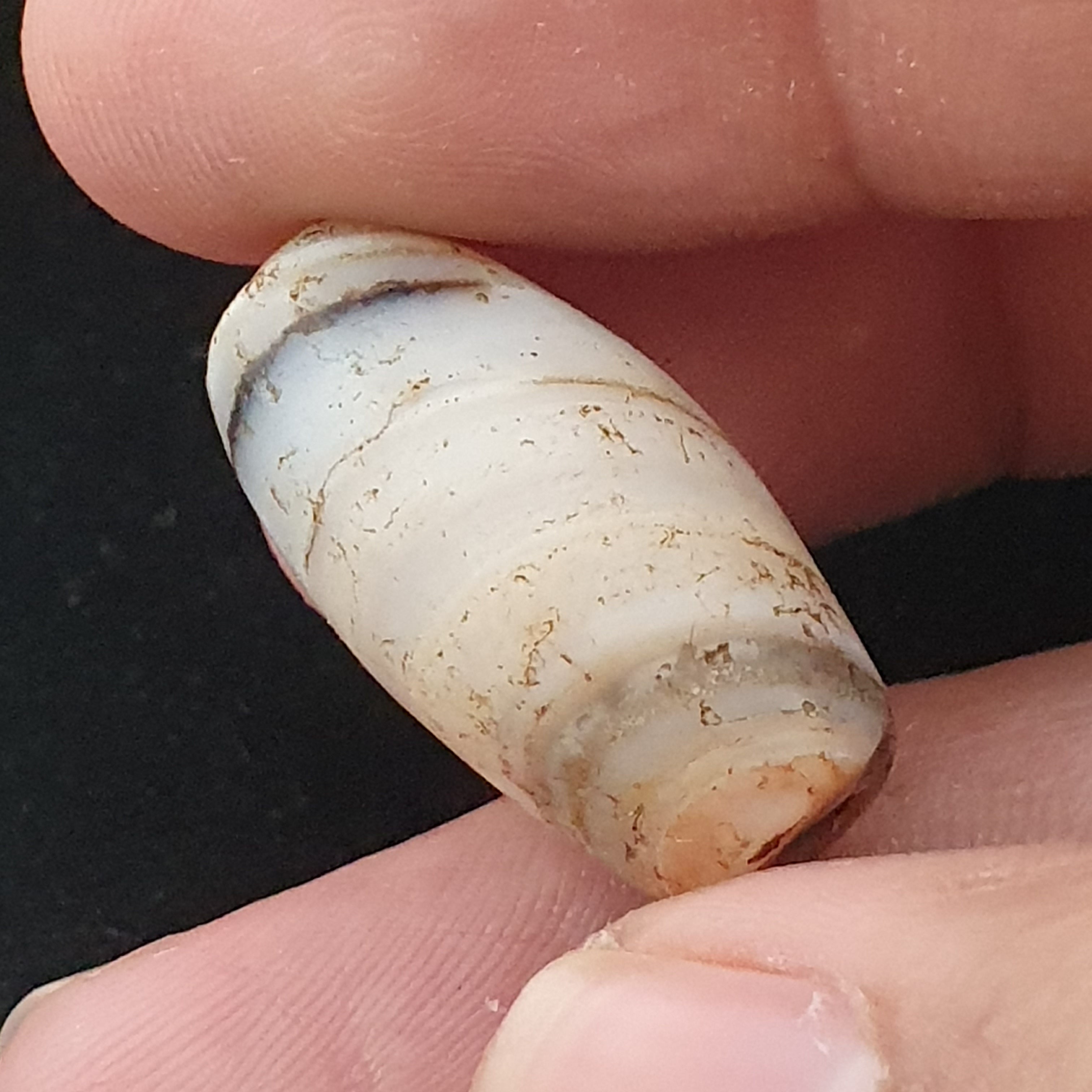 Ancient Old Tribal Natural Suliemani Eye Stripes Agate Brown White Tone