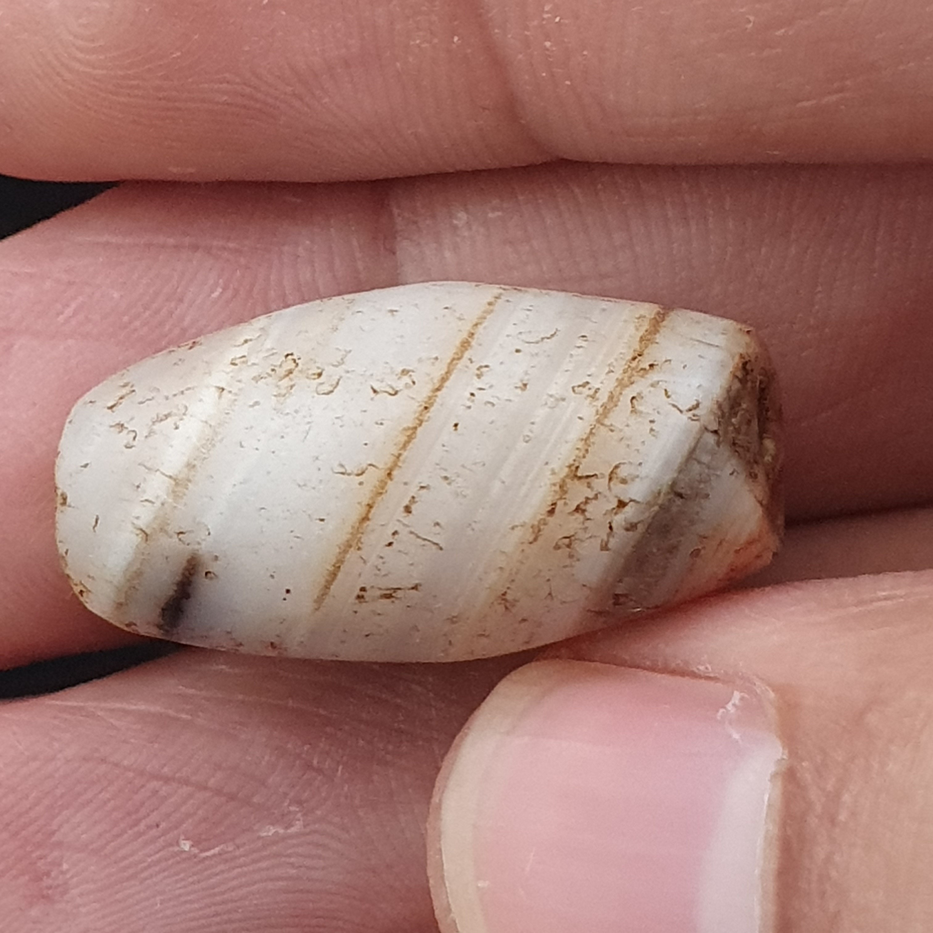 Ancient Old Tribal Natural Suliemani Eye Stripes Agate Brown White Tone