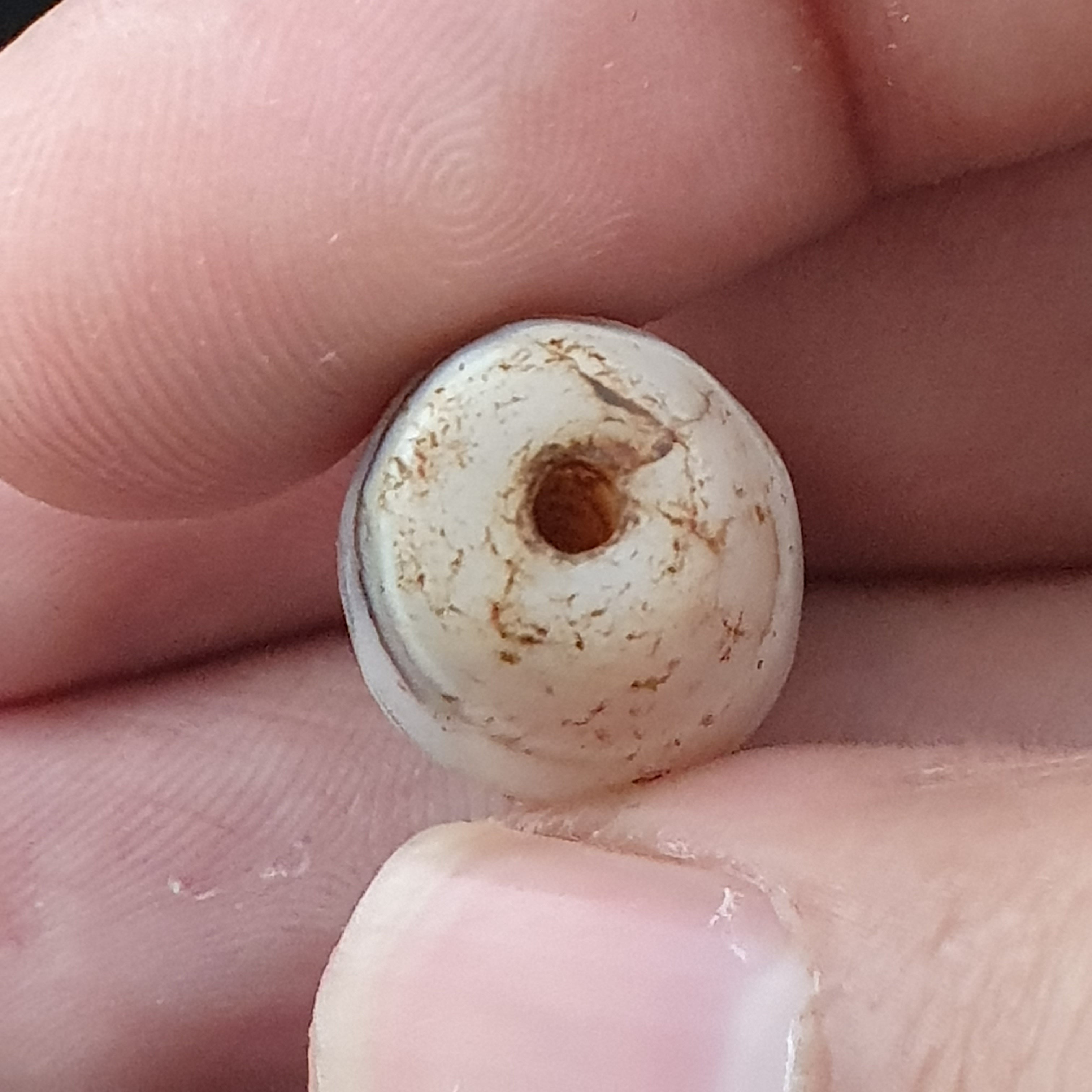 Ancient Old Tribal Natural Suliemani Eye Stripes Agate Brown White Tone