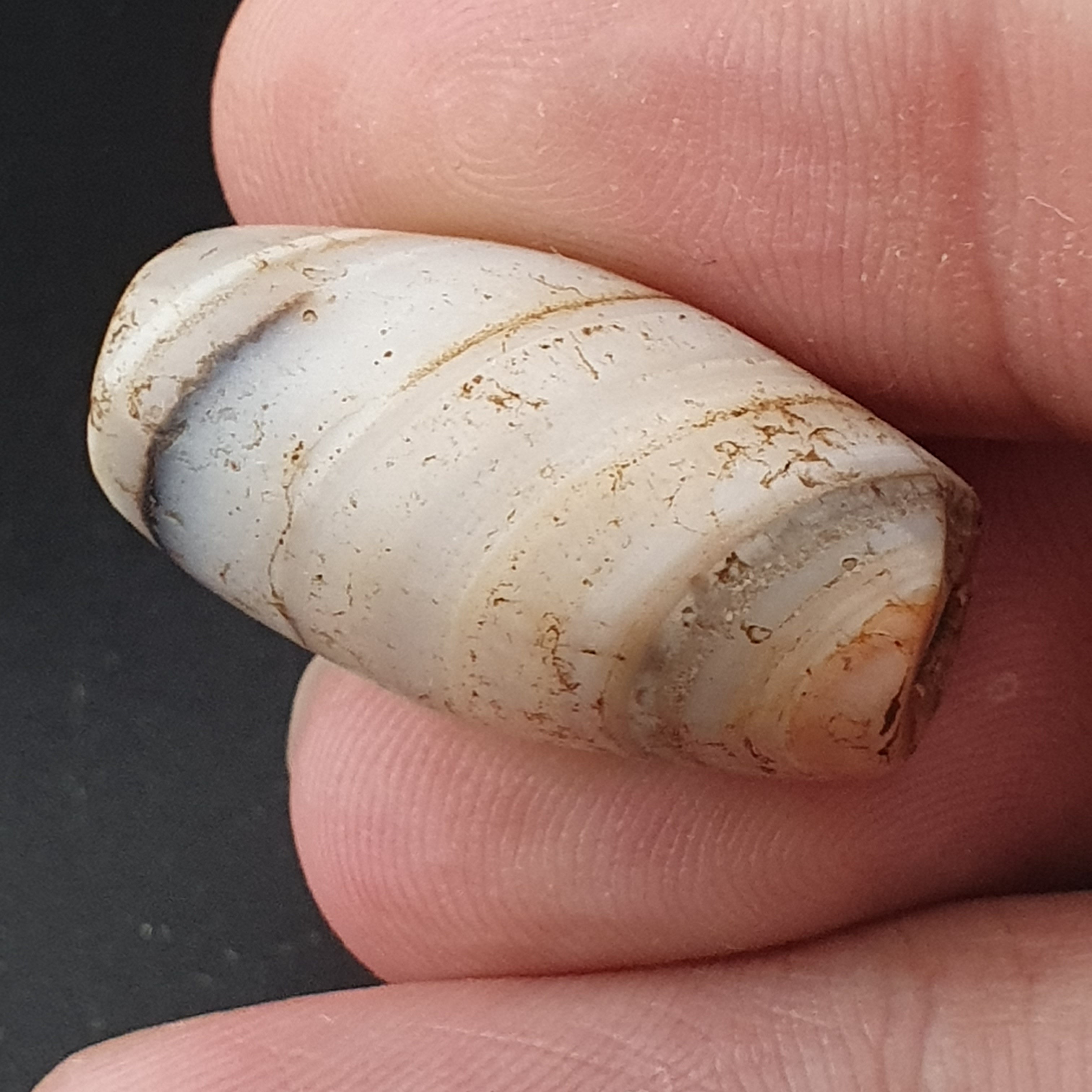 Ancient Old Tribal Natural Suliemani Eye Stripes Agate Brown White Tone