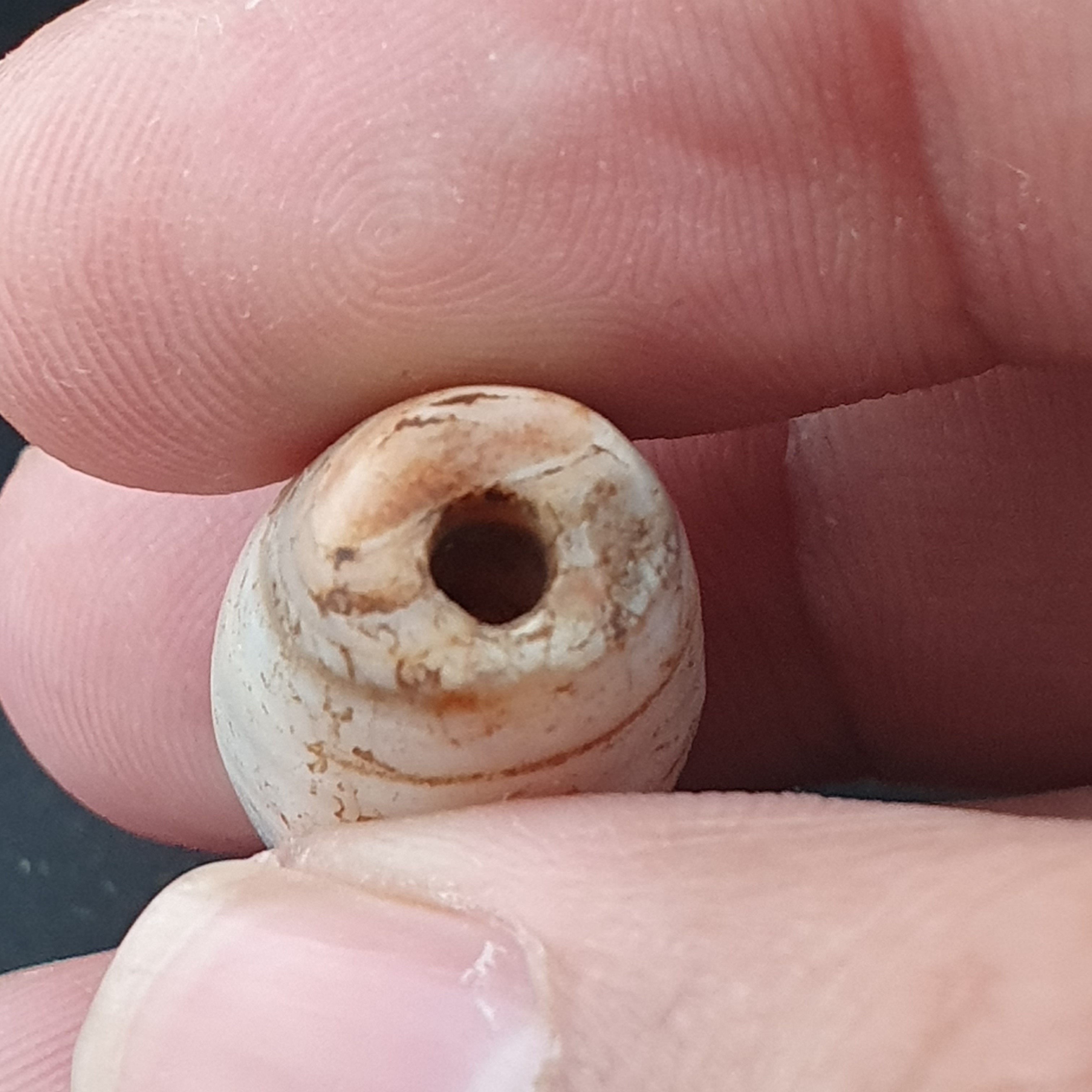 Ancient Old Tribal Natural Suliemani Eye Stripes Agate Brown White Tone