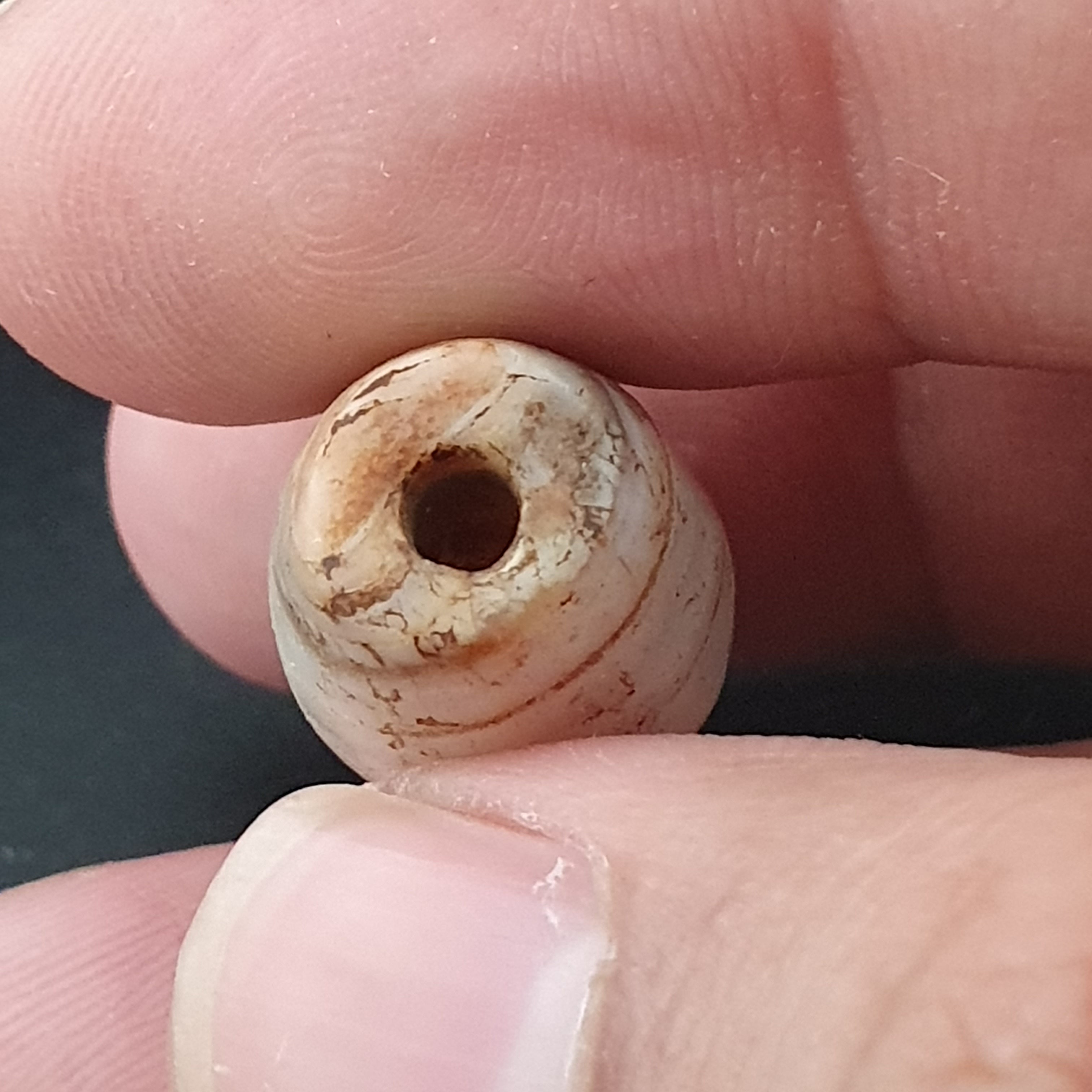 Ancient Old Tribal Natural Suliemani Eye Stripes Agate Brown White Tone