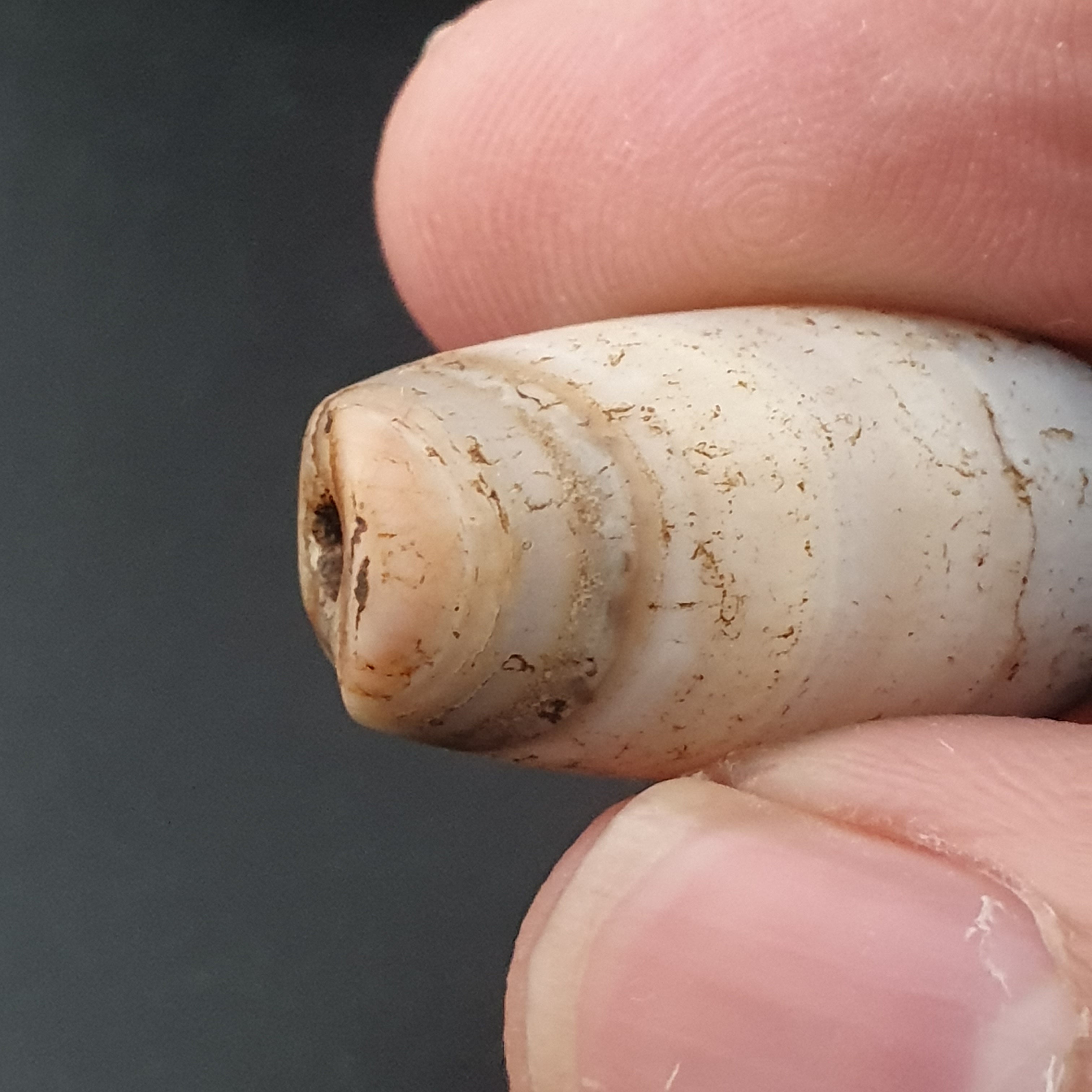 Ancient Old Tribal Natural Suliemani Eye Stripes Agate Brown White Tone