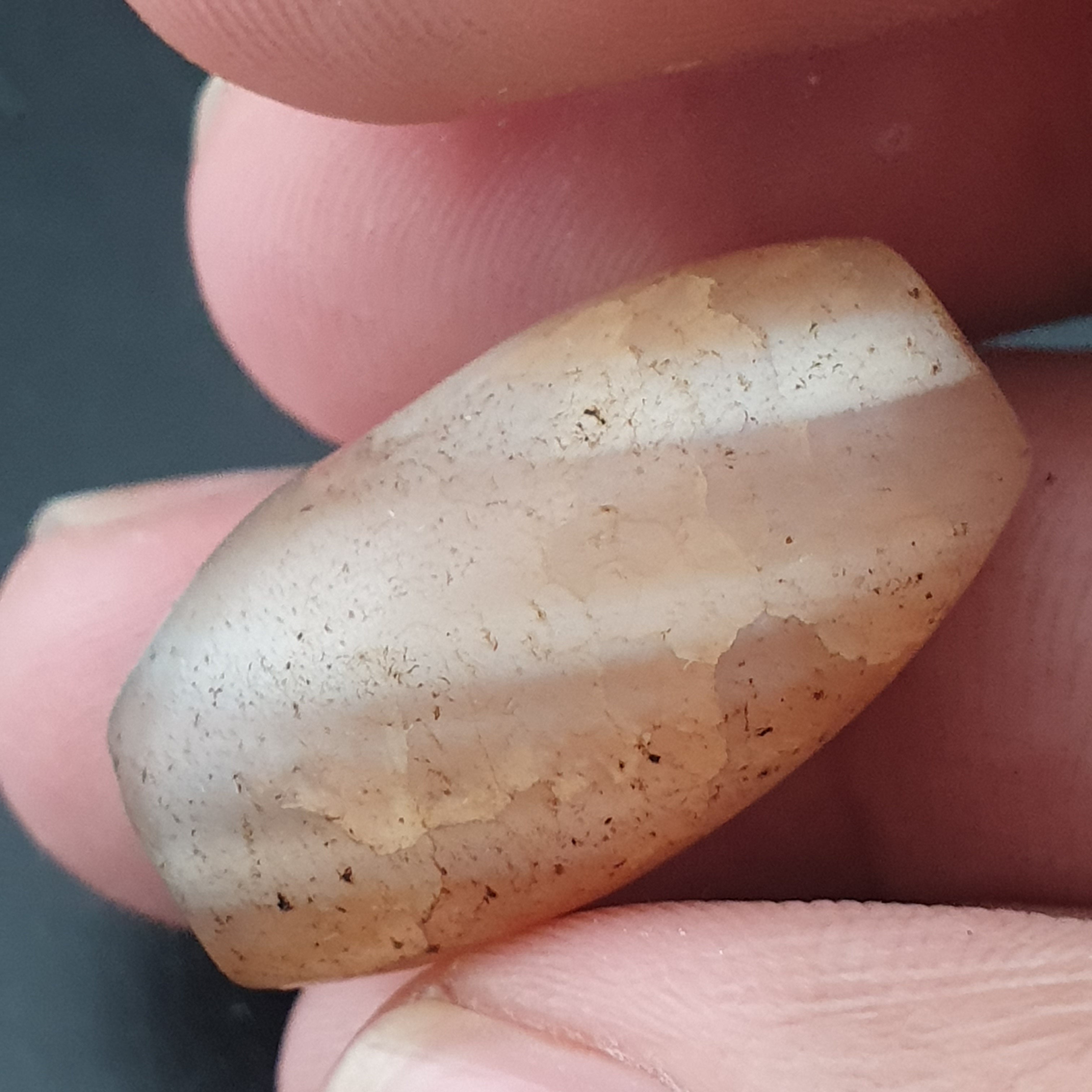 Ancient Natural Suliemani White Brown Old Agate Bead Amulet