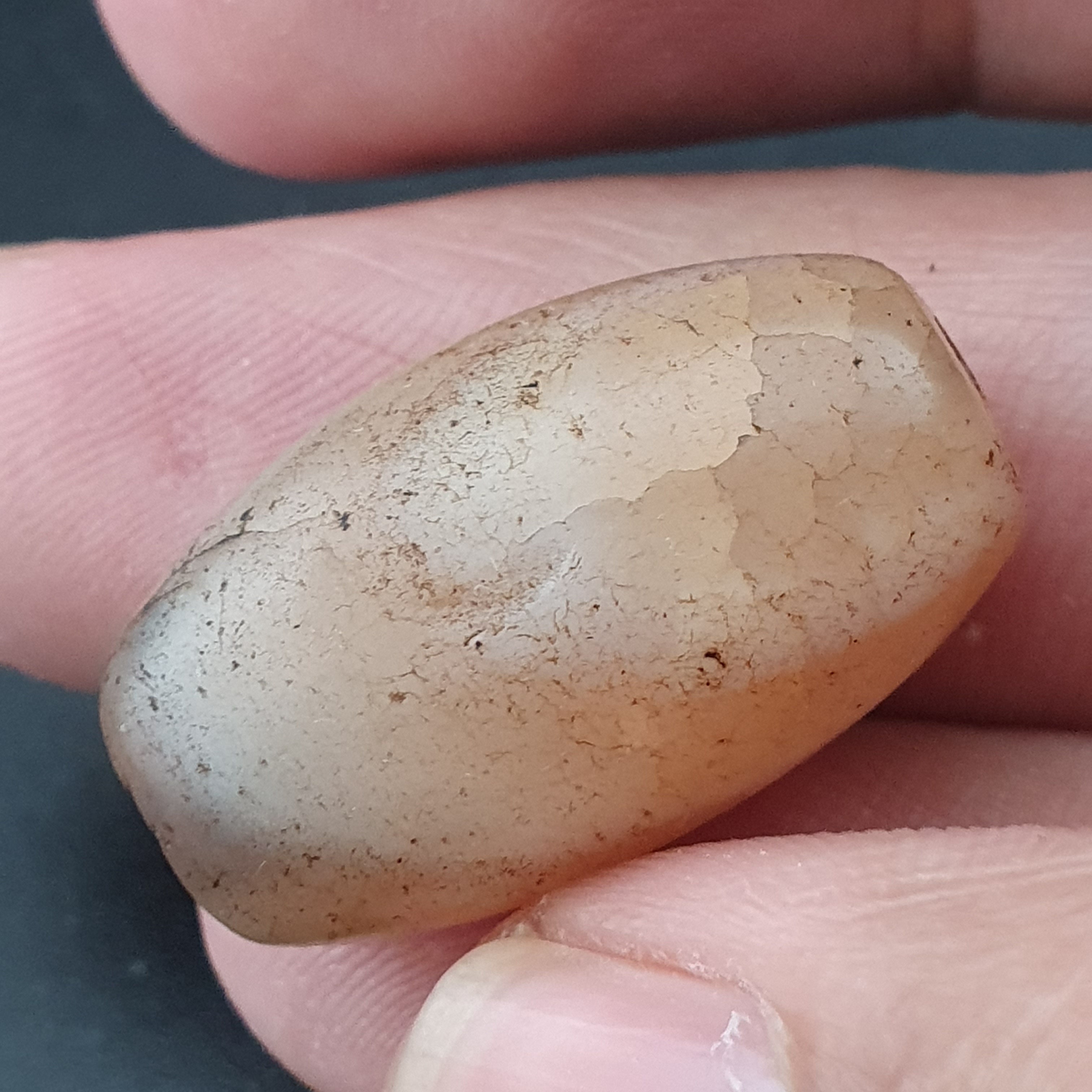 Ancient Natural Suliemani White Brown Old Agate Bead Amulet