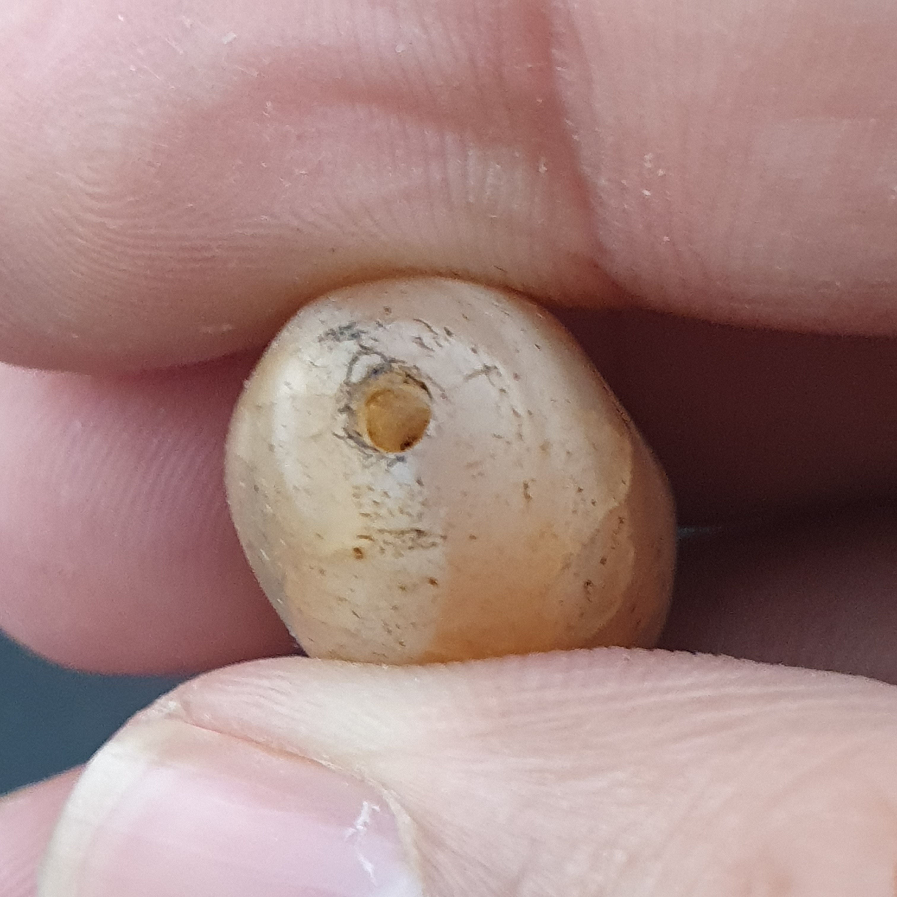 Ancient Natural Suliemani White Brown Old Agate Bead Amulet