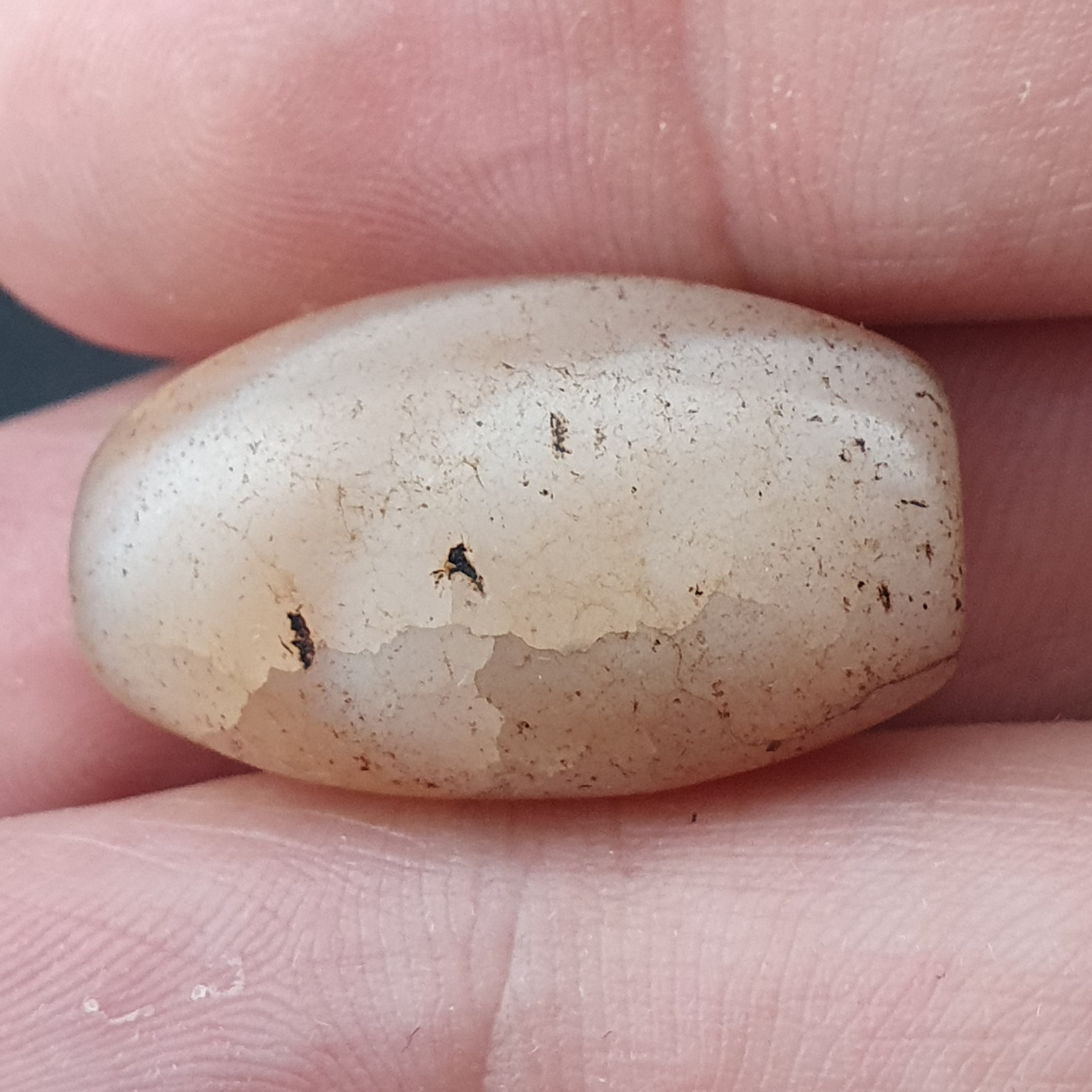 Ancient Natural Suliemani White Brown Old Agate Bead Amulet