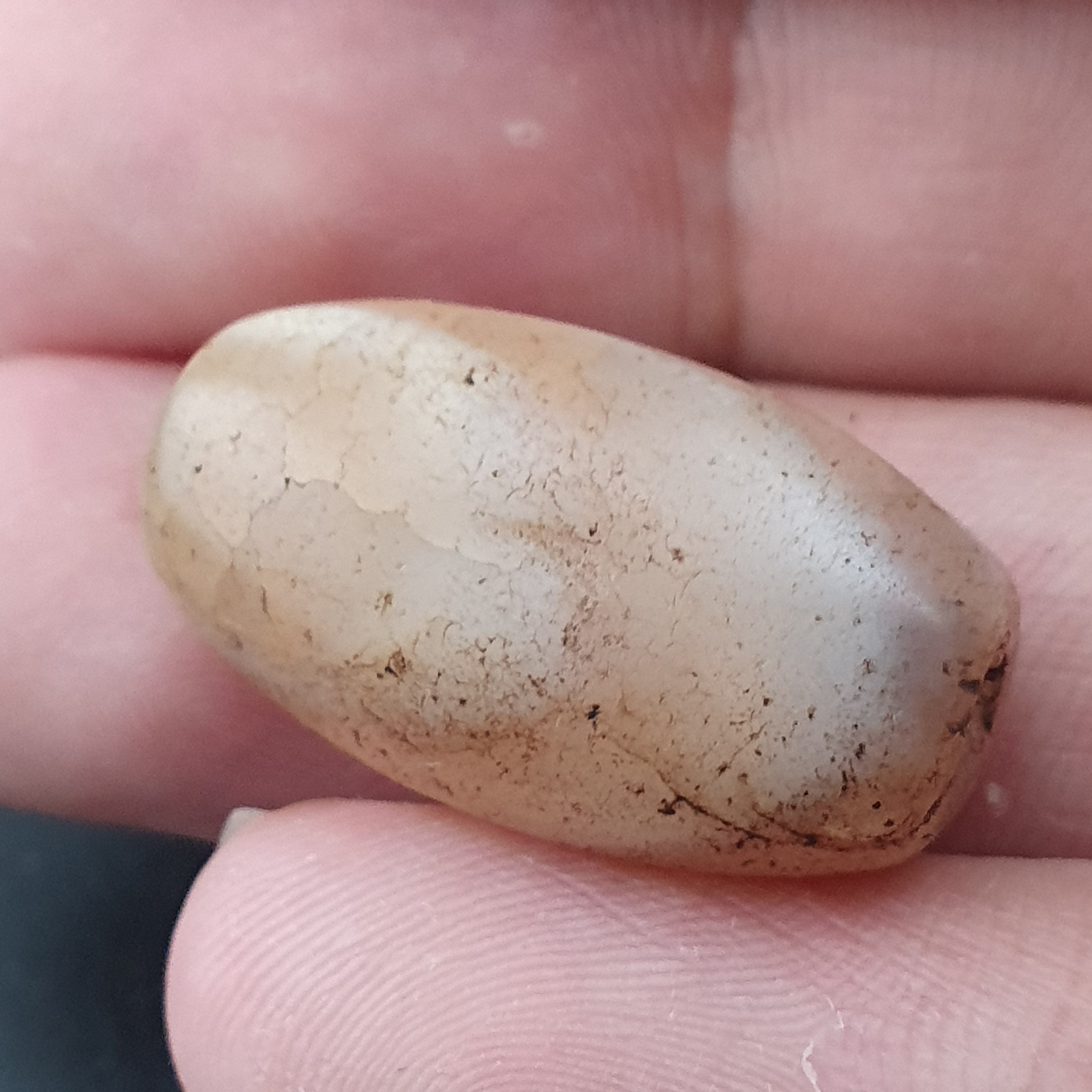 Ancient Natural Suliemani White Brown Old Agate Bead Amulet