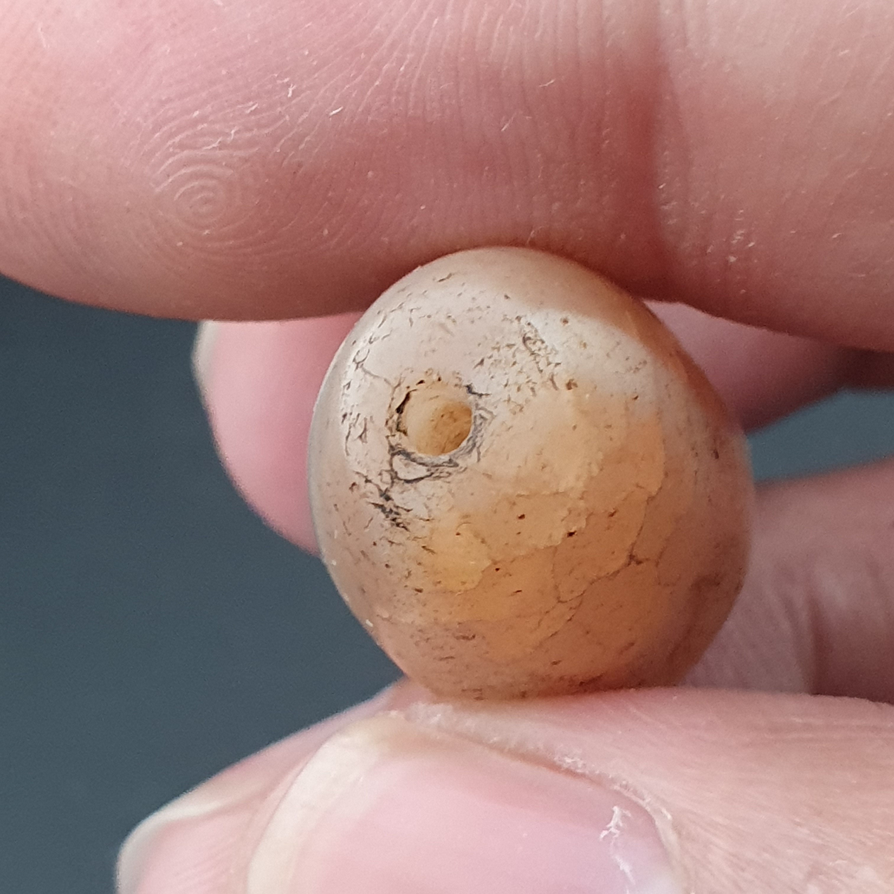 Ancient Natural Suliemani White Brown Old Agate Bead Amulet