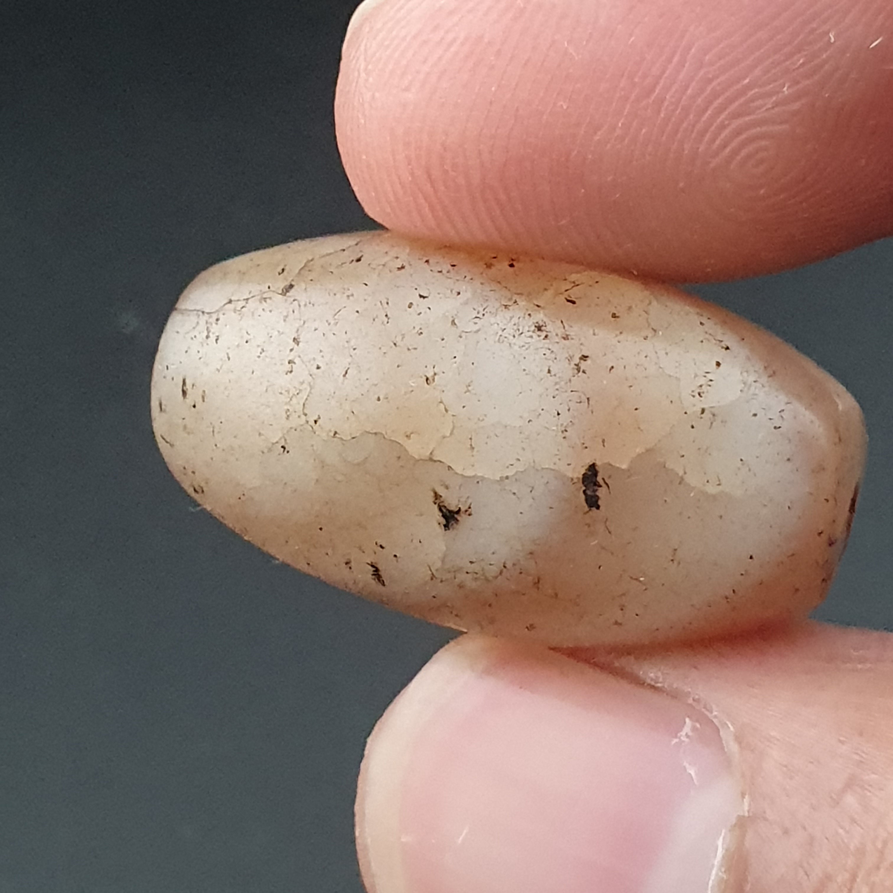 Ancient Natural Suliemani White Brown Old Agate Bead Amulet